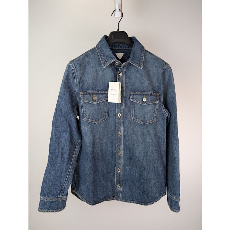 Bottega Veneta o1rshd1 Q:2 / Original Medium Wash Indigo Denim Shirt Blue Size US M / EU 48-50 / 2 - 8 Thumbnail