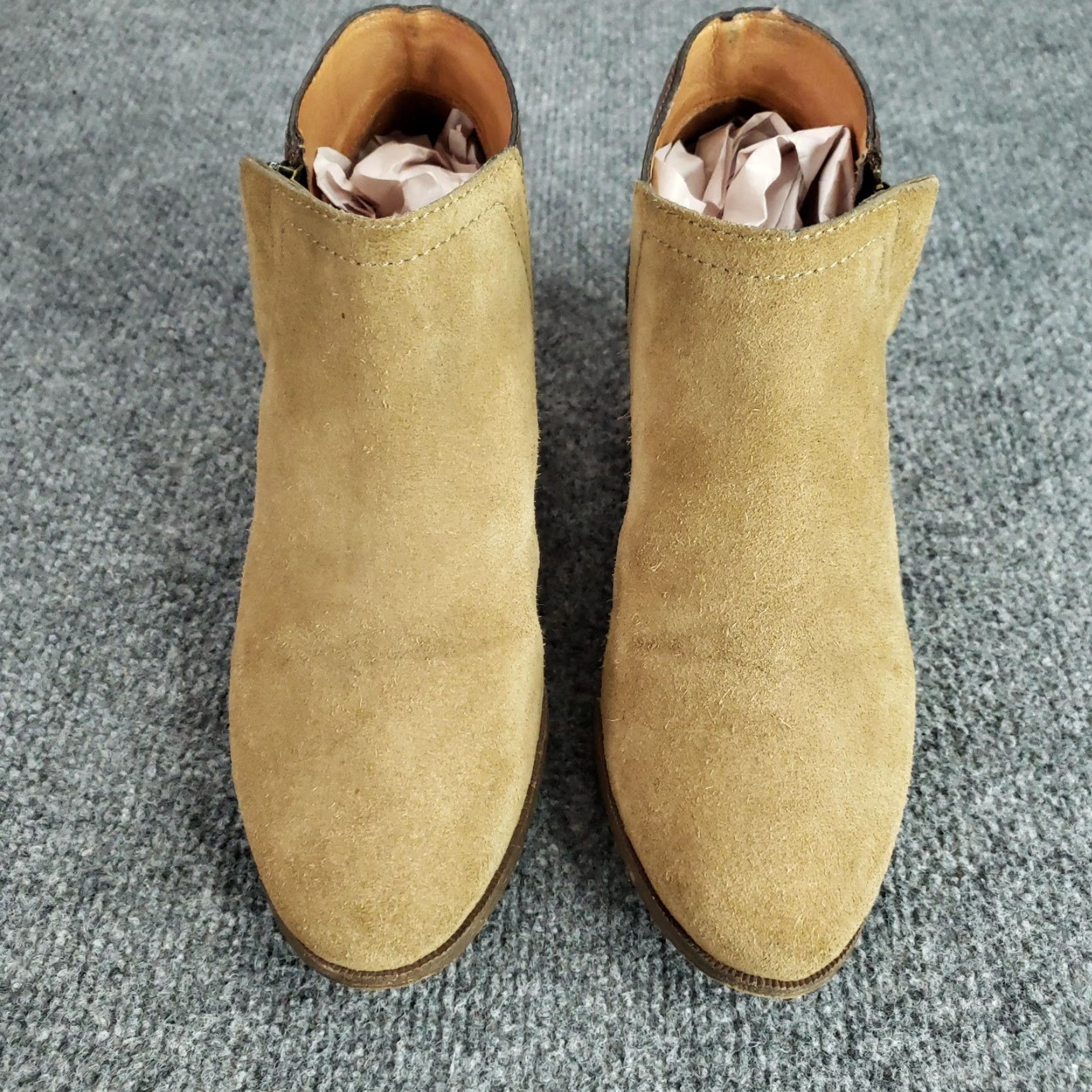 Madewell Madewell Boots Womens 7.5 Tan Brown Suede Leather Ankle Booties Block Heel Size US 7.5 / IT 37.5 - 3 Thumbnail