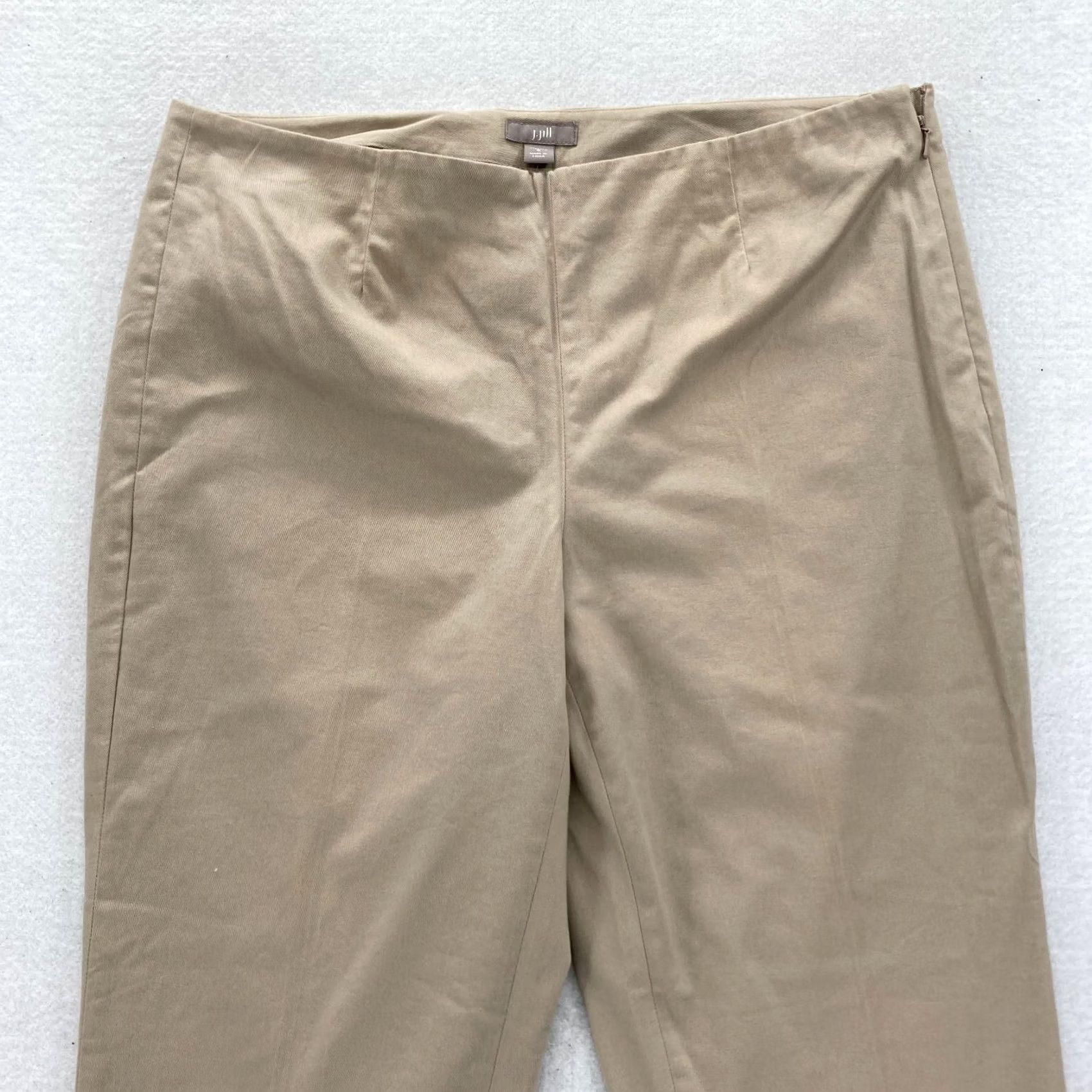 J. Jill J. Jill Ankle Pants Women's 8 Khaki Beige Stretch Fabric Side Zip Chino Low Rise Size 30" / US 8 / IT 44 - 2 Thumbnail
