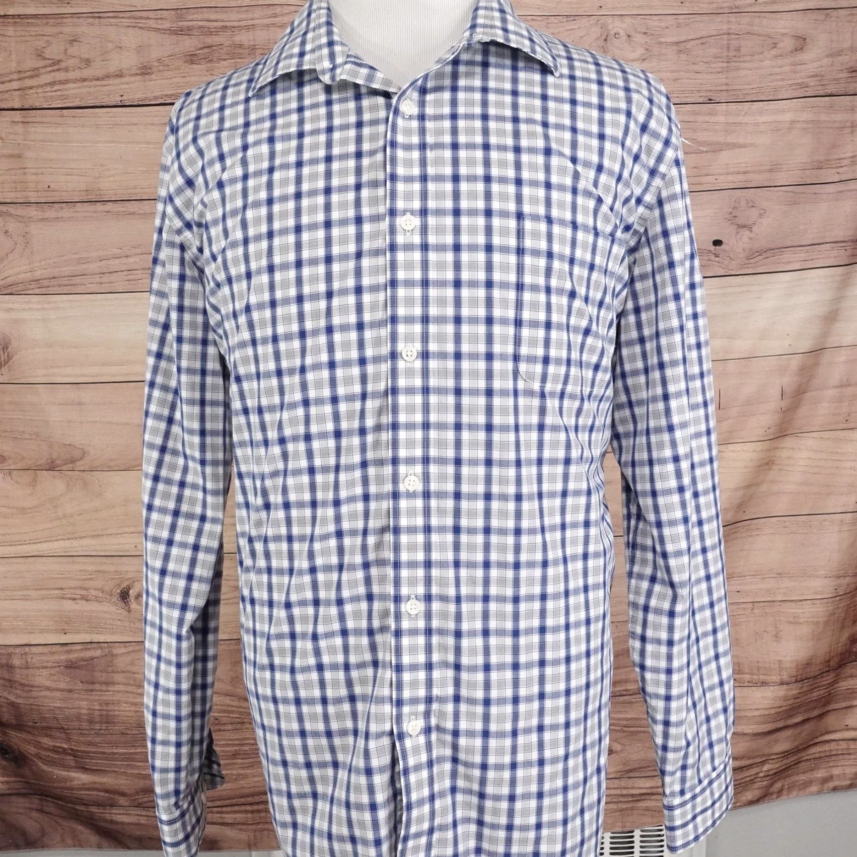 Croft & Barrow Croft & Barrow Shirt Mens 18 36/37 Blue Plaid Easy Care Classic Fit Long Sleeve Size US XXL / EU 58 / 5 - 3 Thumbnail