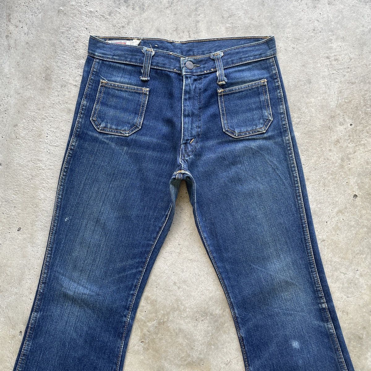 Japanese Brand Vintage 80s Big John Flare Talon Zip Jeans Denim Pants Faded Size US 29 - 3 Thumbnail
