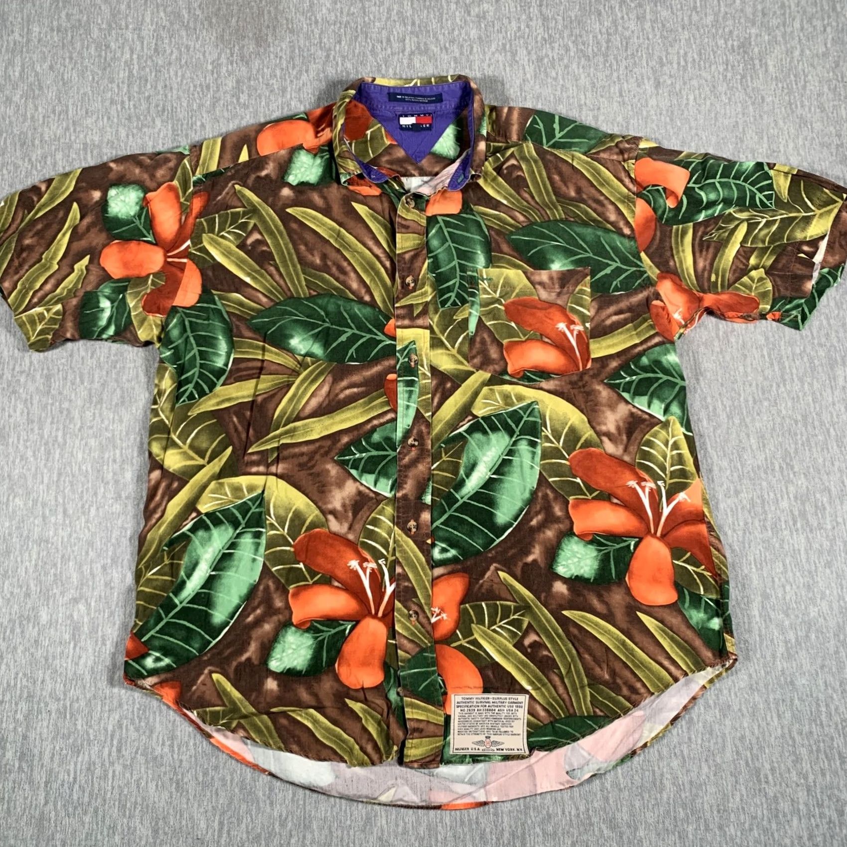Tommy Hilfiger VINTAGE Tommy Hilfiger Shirt Mens Large Hawaiian Rayon Floral 1990s Size US L / EU 52-54 / 3 - 2 Thumbnail