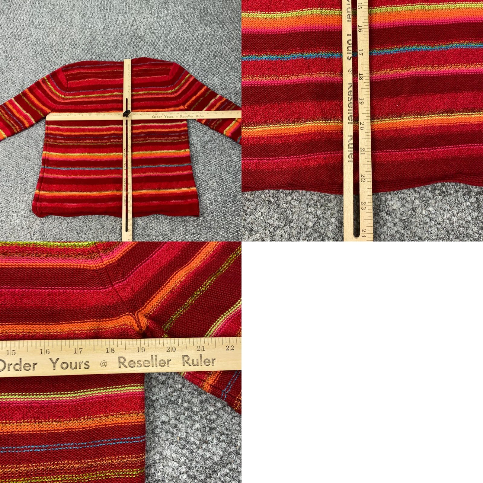 Talbots Talbots Cardigan Sweater Striped 3/4 Sleeve Red Flower Button Embroidered Cotton Ramie Rayon Women M Medium Adult Womens Fall Spring Winter Stock Size M / US 6-8 / IT 42-44 - 8 Thumbnail