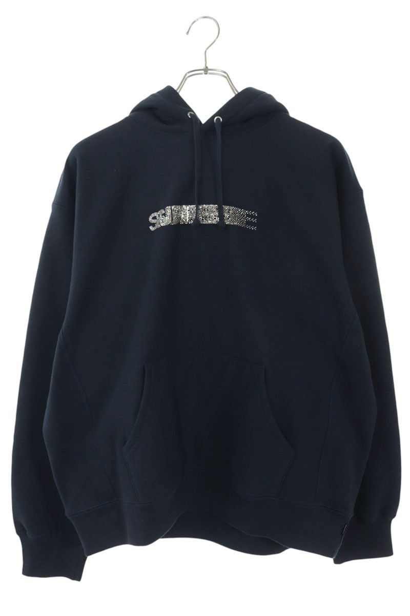 Supreme × Swarovski Navy Blue Supreme x Swarovski Hoodie | Grailed