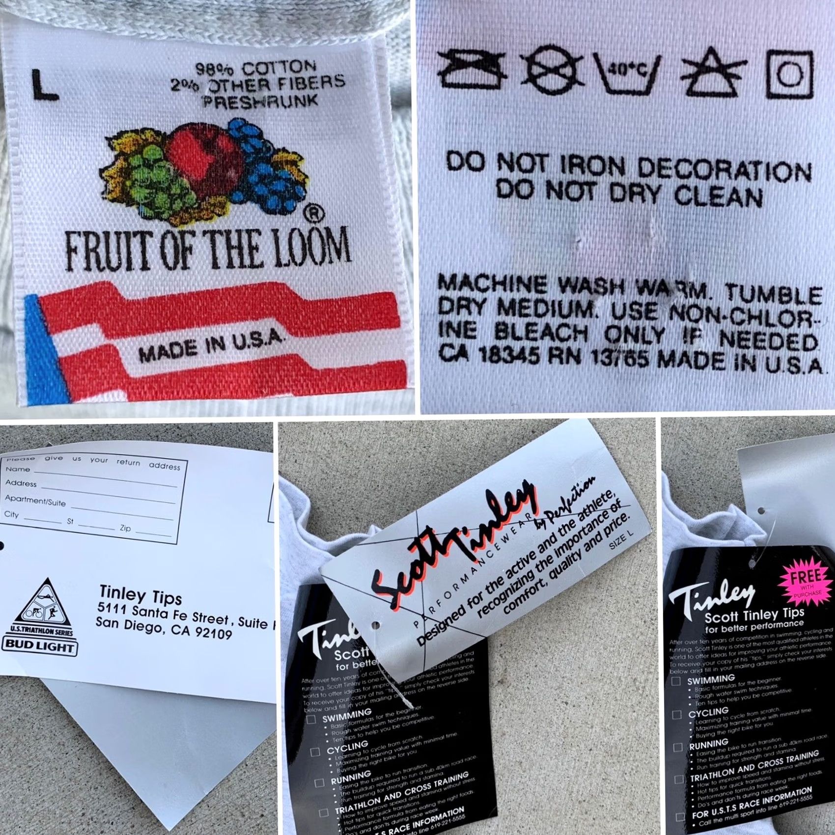 Fruit Of The Loom VINTAGE Fruit of the Loom Tinley t-shirt gray geometric neon graphics crew neck short sleeve L US Triathlon 90s Mens Tee Size US L / EU 52-54 / 3 - 6 Thumbnail