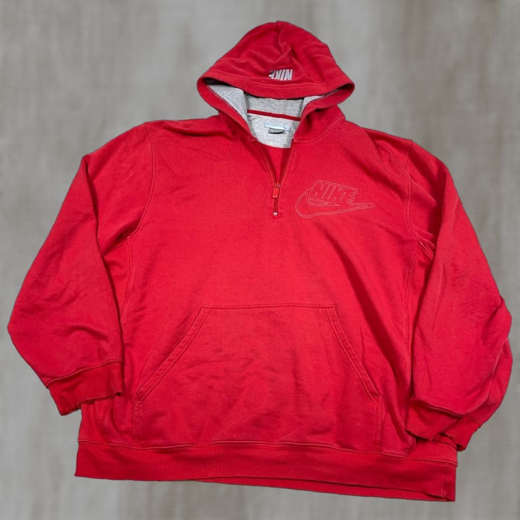 Nike VINTAGE Nike Hoodie Men XXL Red Sweatshirt Spellout Swoosh 1/4 Zip Grunge N/A Size US XXL / EU 58 / 5 - 1 Thumbnail