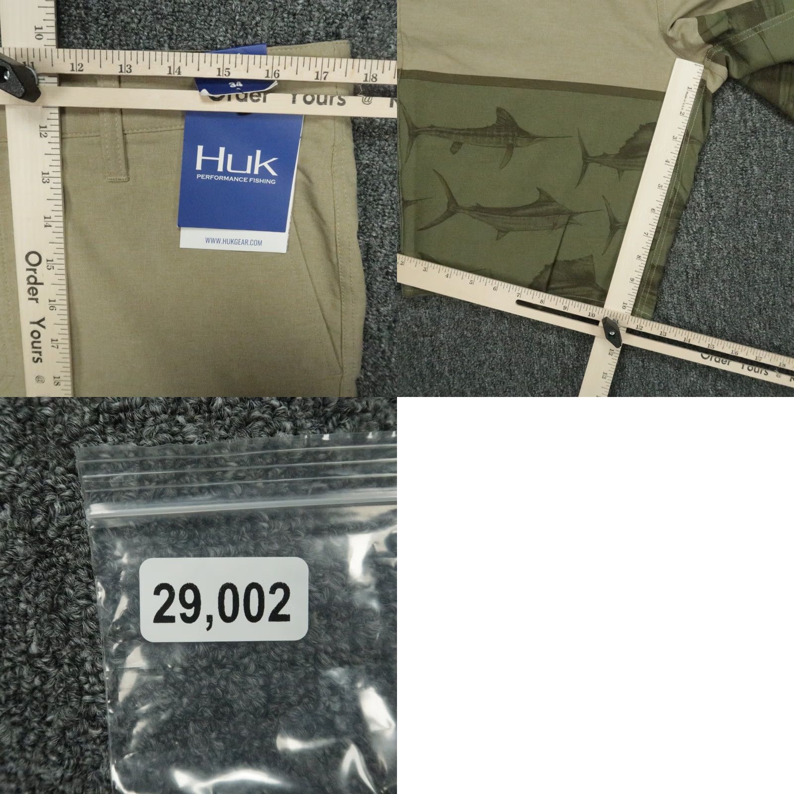 Vintage Huk Shorts Mens 34 Beige Green Chino Pocket Stretch 10in Inseam NWT Regular Waist 34 Beige Mens Size US 34 / EU 50 - 8 Thumbnail