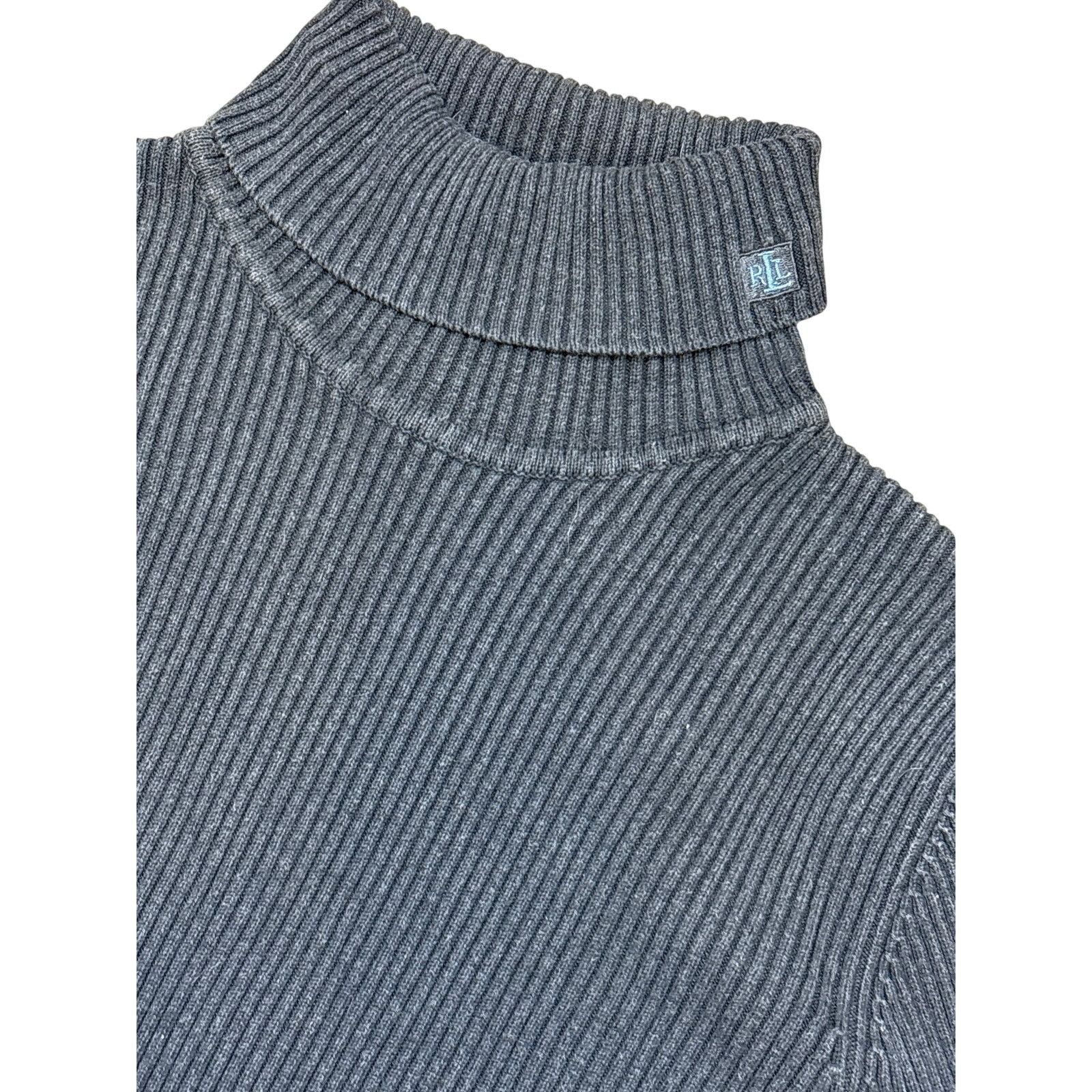 Lauren Ralph Lauren VTG Lauren Ralph Lauren L ribbed grey sweater turtleneck Size L / US 10 / IT 46 - 2 Thumbnail