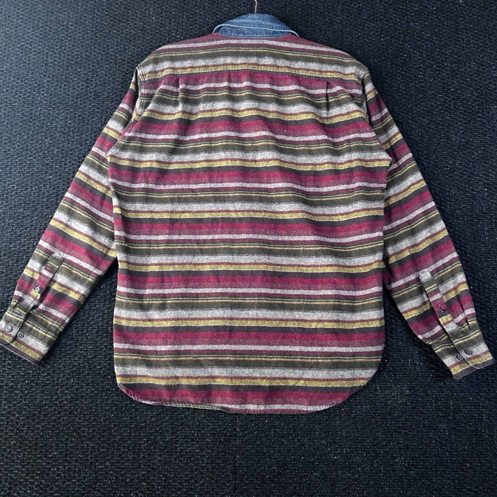 Uniqlo Uniqlo Shirt M L Multicolor Striped Flannel Button Up Collared Long Sleeve Casual Denim Collar 229417 Mens Shirt Size US L / EU 52-54 / 3 - 4 Thumbnail