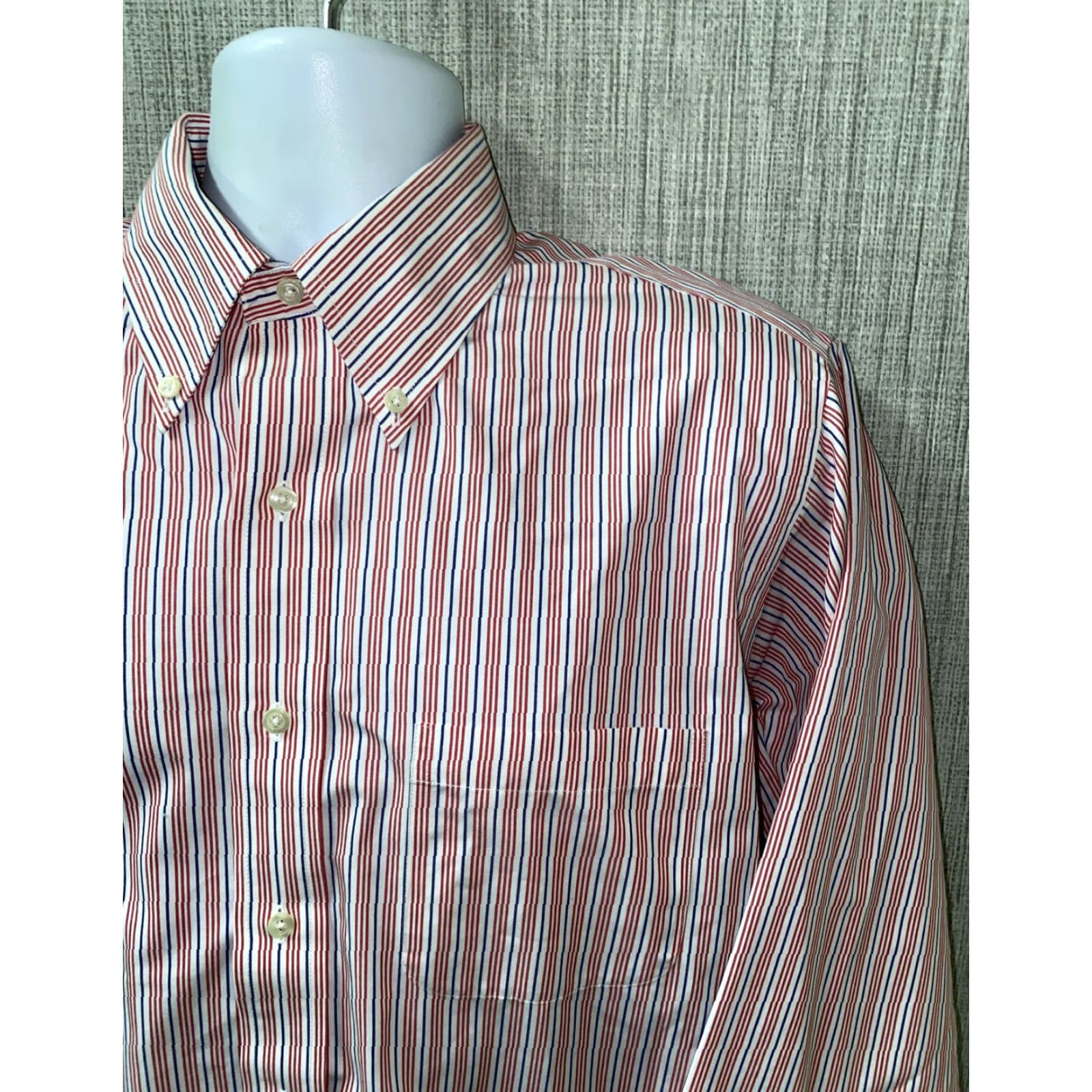 Brooks Brothers Brooks Brothers Dress Shirt Mens Long Sleeve Pink/Blue 16 2/3 Regular Button Front Striped 100% Cotton Size RegularModern Vintage No Size 42R - 2 Thumbnail