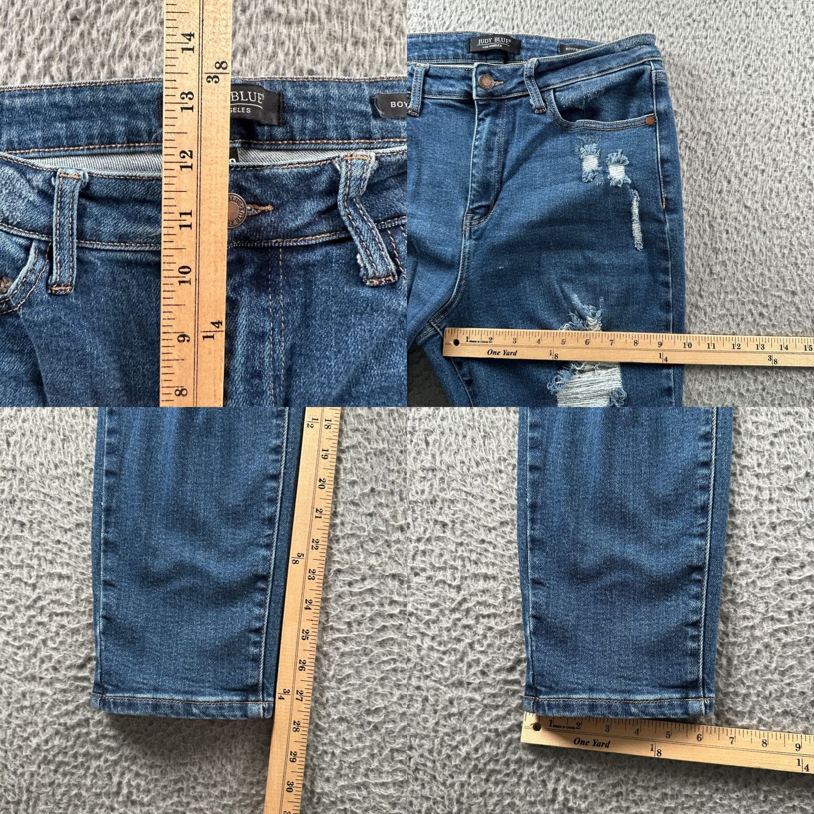 Vintage Judy Blue Jeans Women's Boyfriend Fit Distressed Stretch Blue 30 Inseam 27.5" Size 11/30 Moderate Wash High Rise Size 30" / US 8 / IT 44 - 8 Thumbnail