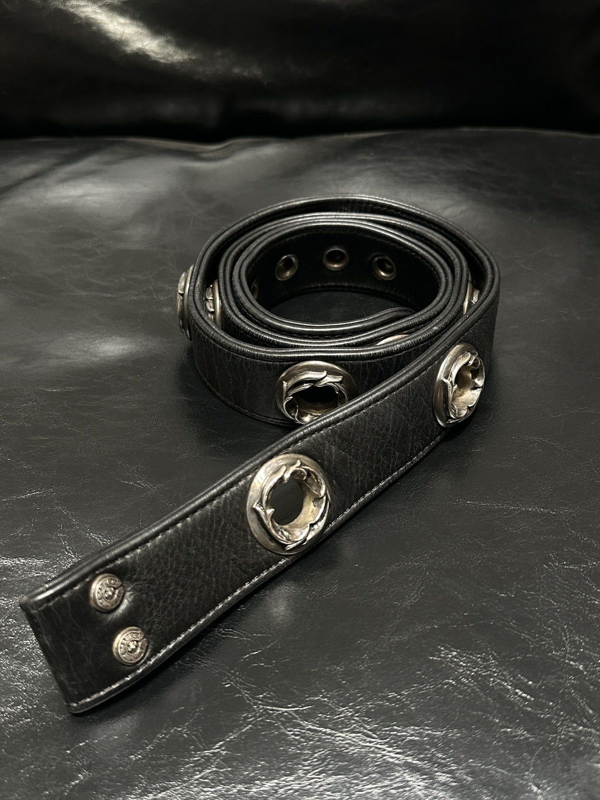 Chrome Hearts Large Grommet Oiled Leather Belt Strap Size 34 - 2 Thumbnail