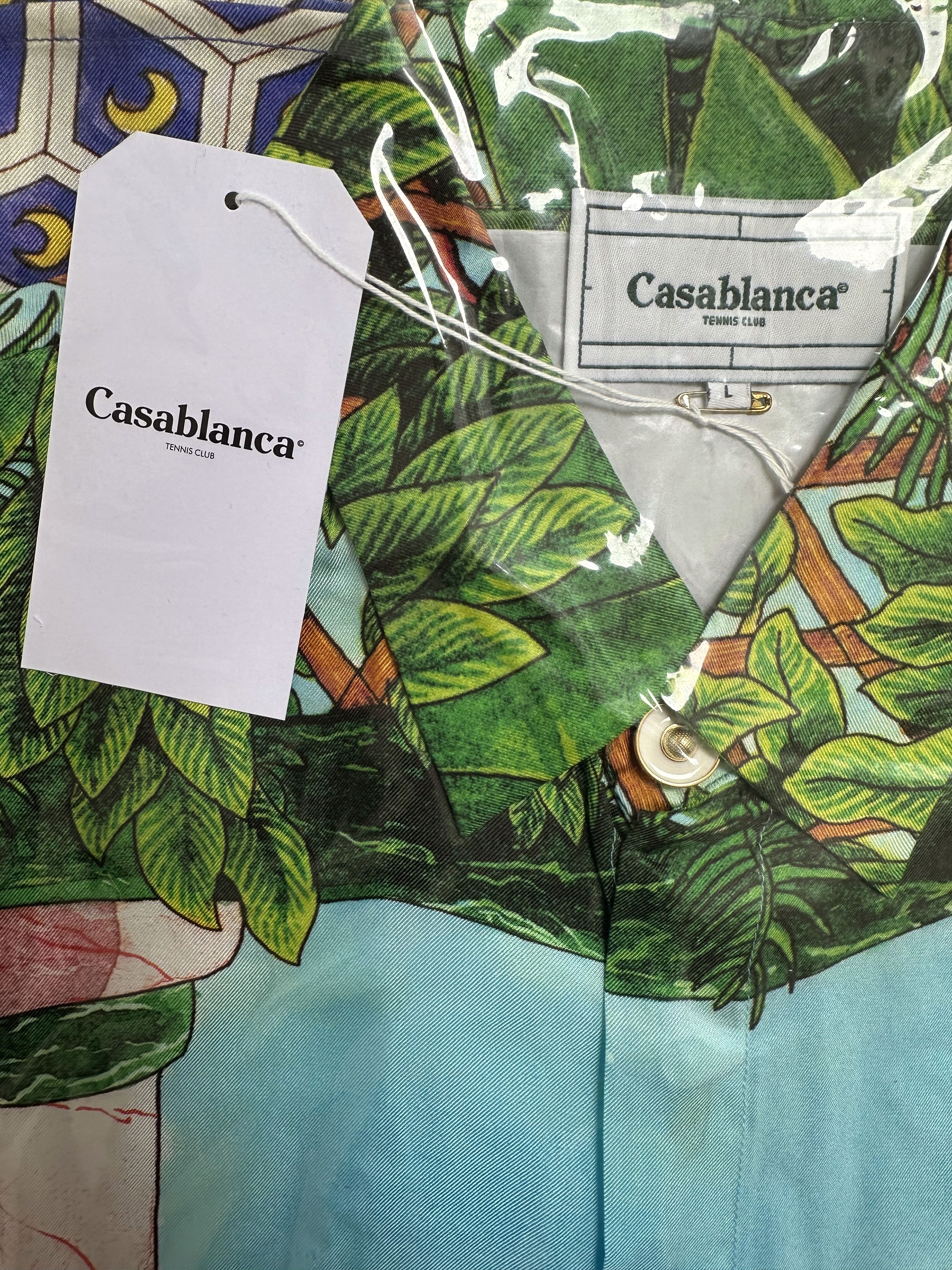 Casablanca Debut Runway (2019 Archive) Moca Silk Shirt Size US L / EU 52-54 / 3 - 7 Thumbnail