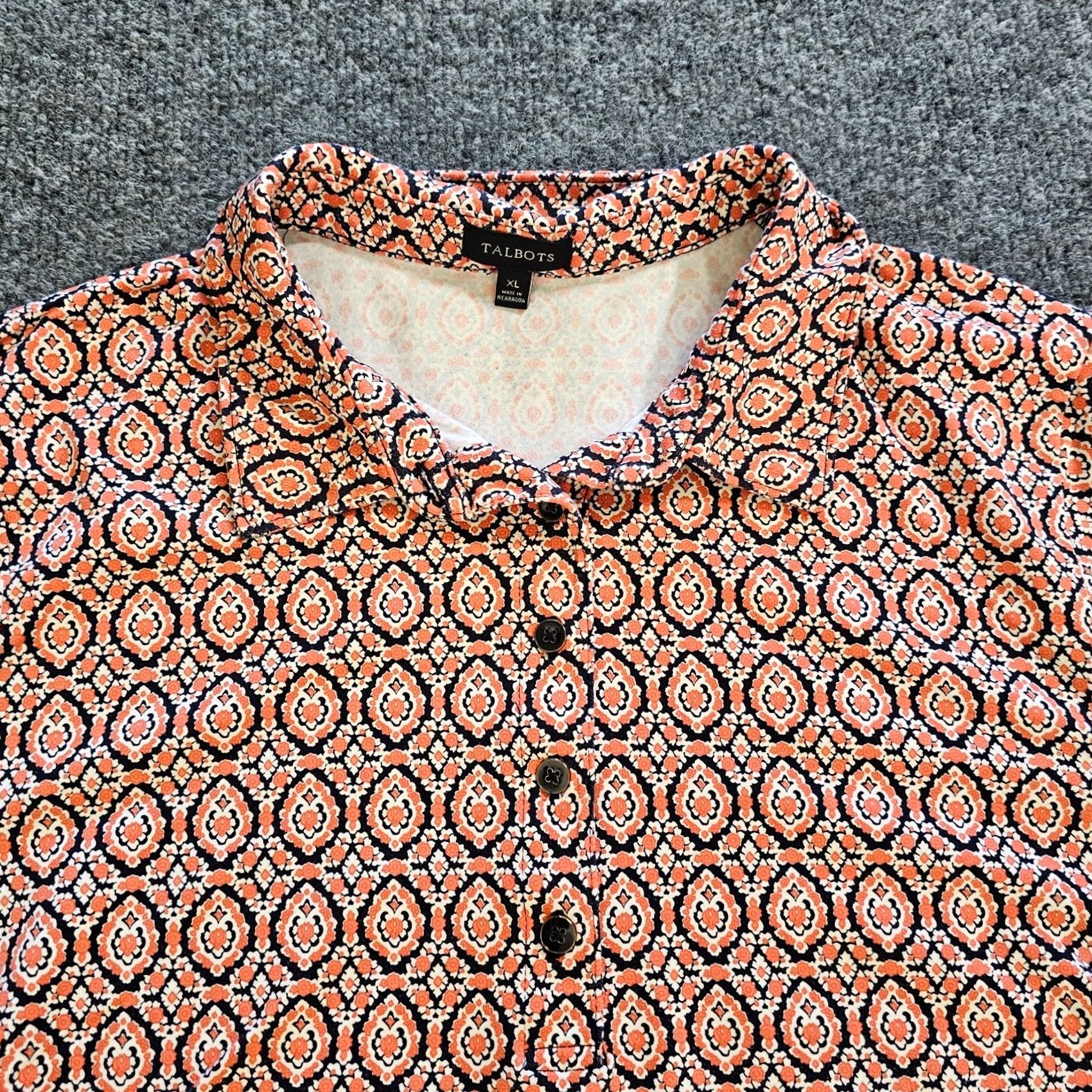 Talbots Talbots Top Shirt Womens XL Orange Stretch 3/4 Sleeve Career Casual Blouse Size XL / US 12-14 / IT 48-50 - 2 Thumbnail