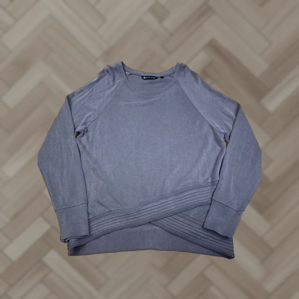 Athleta VINTAGE Athleta Sweatshirt Womens L Gray Modal Serenity Criss Cross Crewneck 10530 Size L / US 10 / IT 46 - 1 Thumbnail