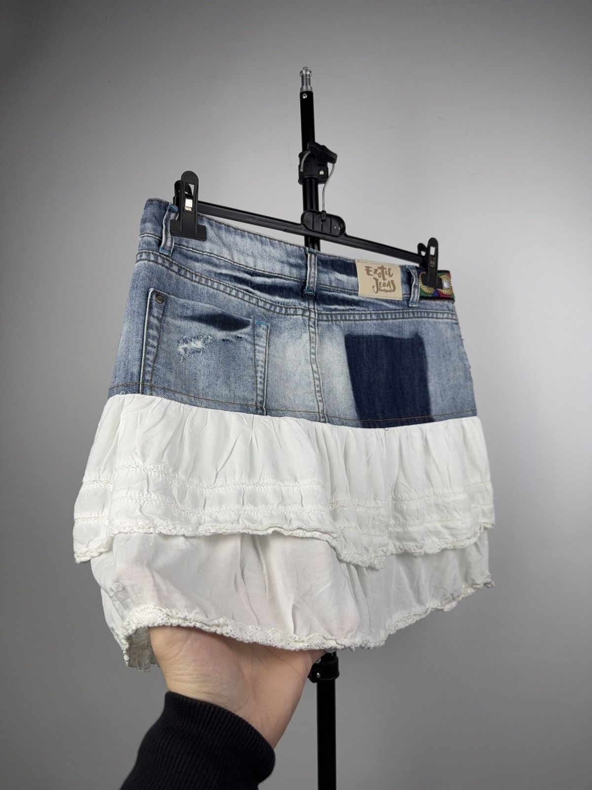 Desigual Desigual Exotic Jeans Layered Denim Y2K Boho Patch Skirt Size 31" - 7 Thumbnail