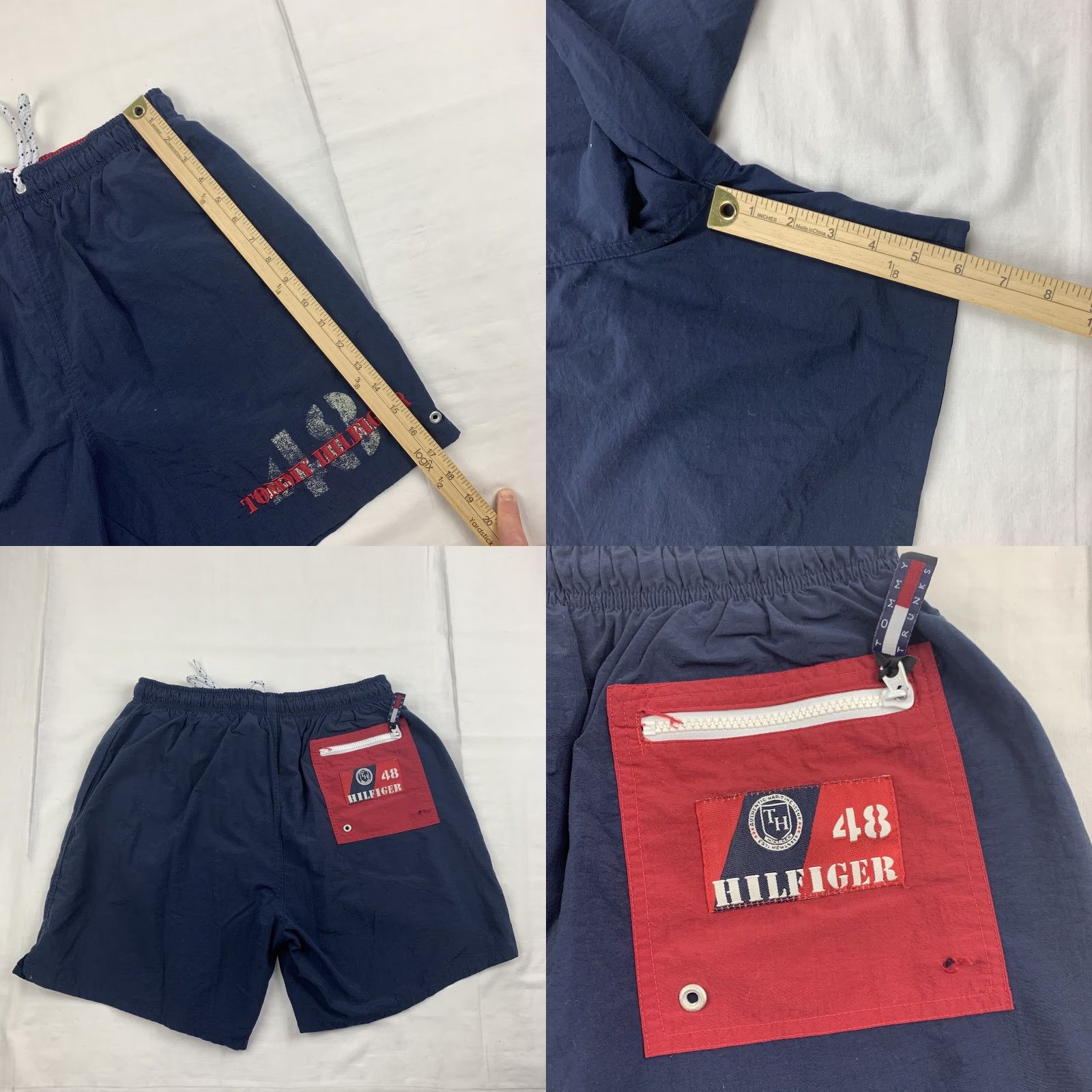 Tommy Hilfiger Vintage Tommy Hilfiger Swim Trunks Adult Large Blue Logo Flag Embroider 90s USA Size US 33 - 8 Thumbnail