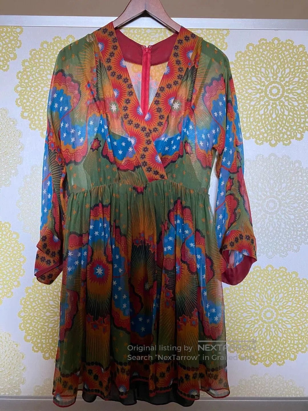 Valentino Printed Long Sleeve Dress.