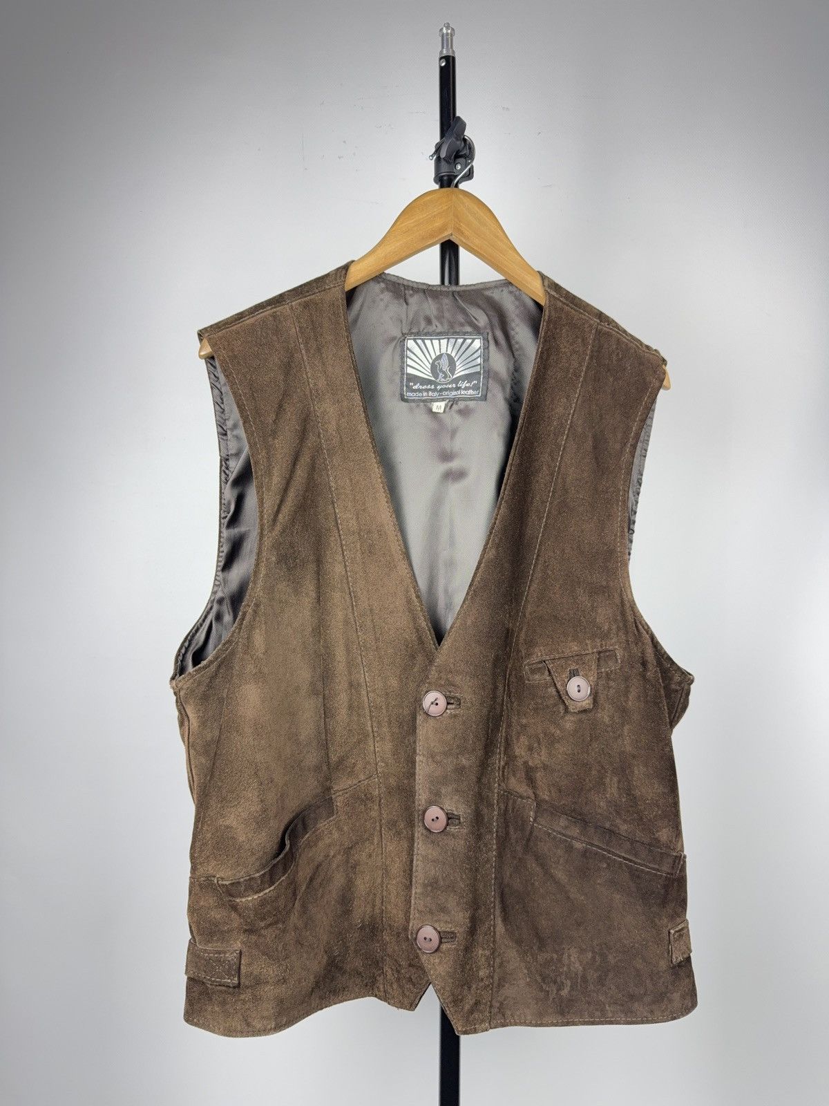 Leather Vintage 90s Cowboy Western USA Retro Suede Leather Vest Size US M / EU 48-50 / 2 - 1 Thumbnail