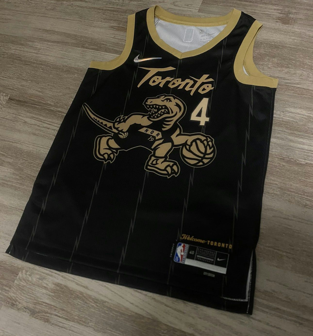 image of Drake x NBA Scottie Barnes Ovo Toronto Raptors City Jersey 21/22 in Black/Gold, Men's (Size Small)