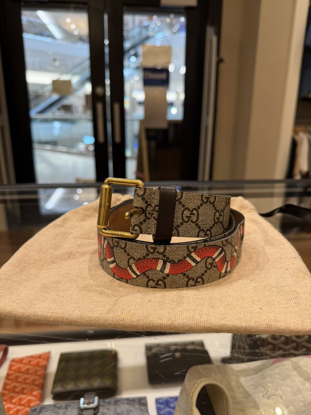 Gucci GG Supreme Monogram Snake Print Belt