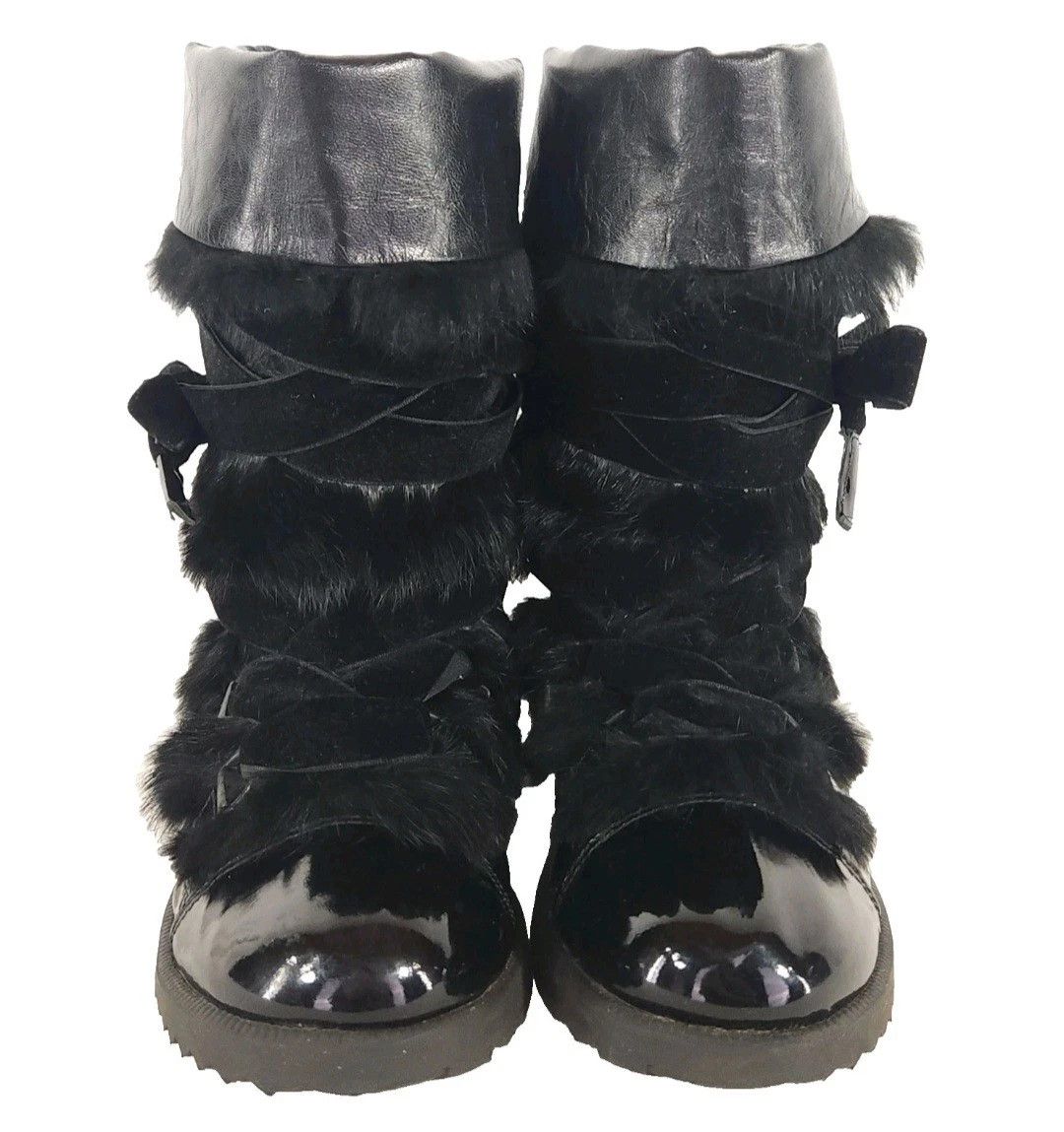 Sonia Rykiel Sonia Rykiel Patent Leather Fur Boots US 7 EU 37 Womens Bla Size US 7 / IT 37 - 9 Thumbnail
