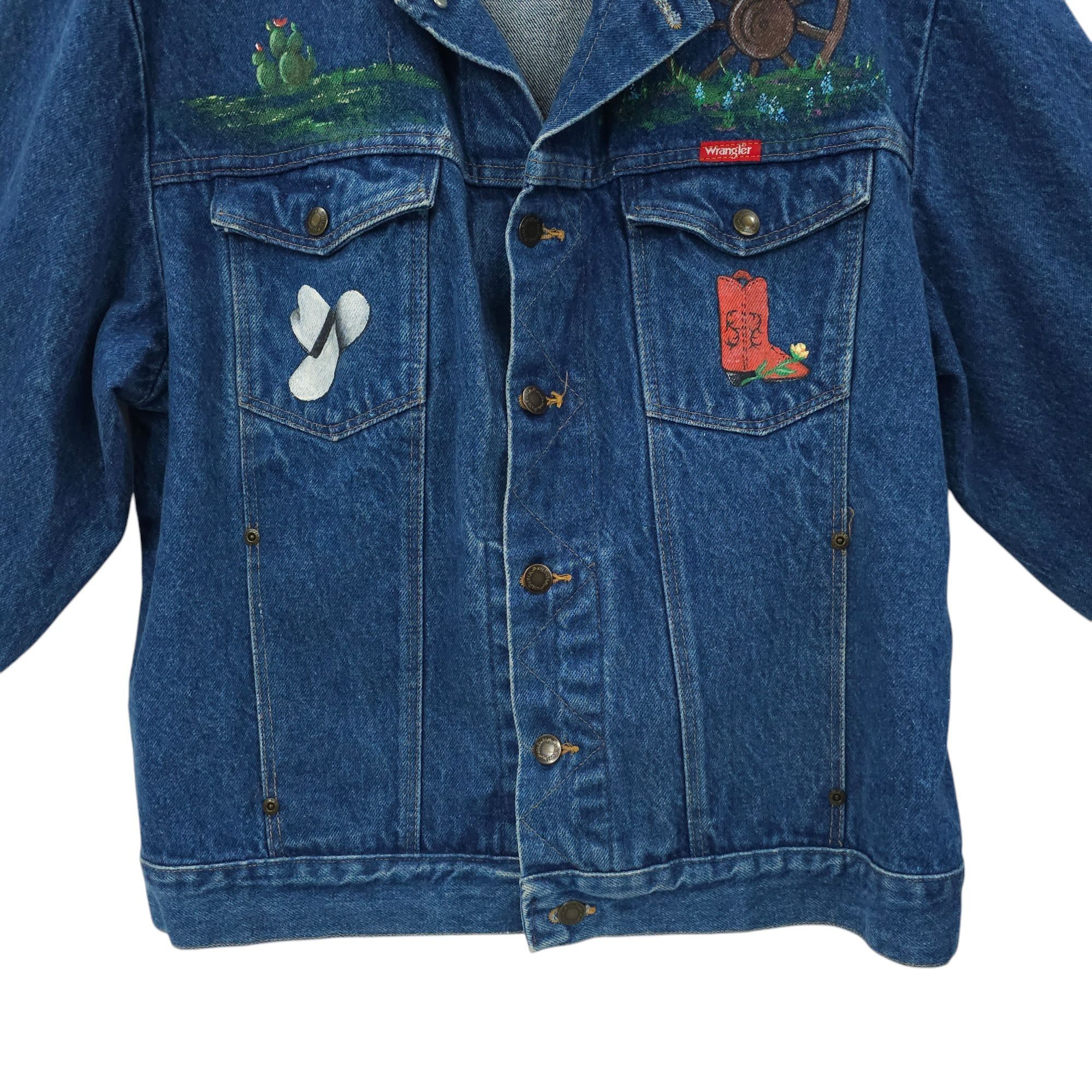 Wrangler Wrangler Western Denim Jacket Womens Size L DIY Hand Painted Size L / US 10 / IT 46 - 14 Thumbnail