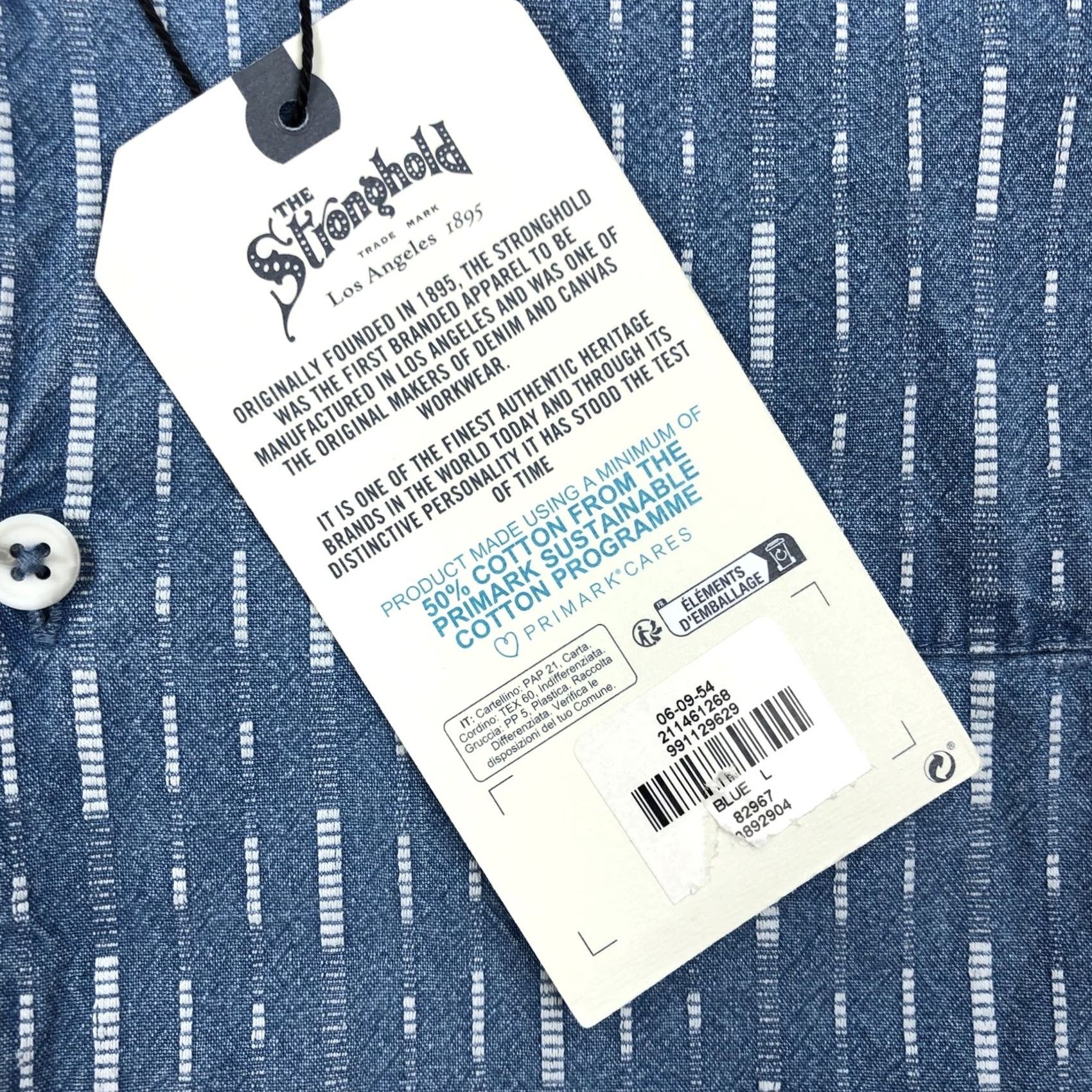 Vintage The Stronghold Button-Up Shirt Men Blue White Pattern Short Sleeve Collared Casual L Regular Chest 45 in Size US L / EU 52-54 / 3 - 4 Thumbnail