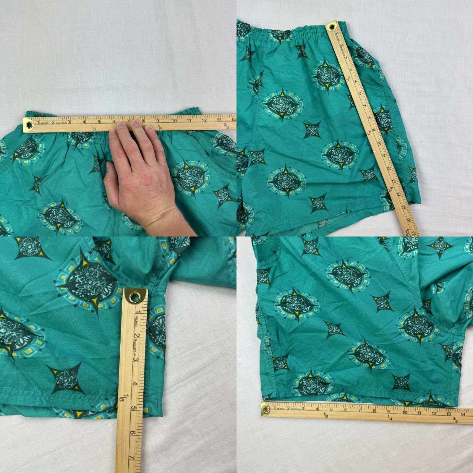 Vintage VINTAGE C.I.5. Swim Bottoms Trunks Men M Teal 90s Geometric Vintage Swimwear Swimsuit Shorts Adults Mens Size US 31 - 8 Thumbnail