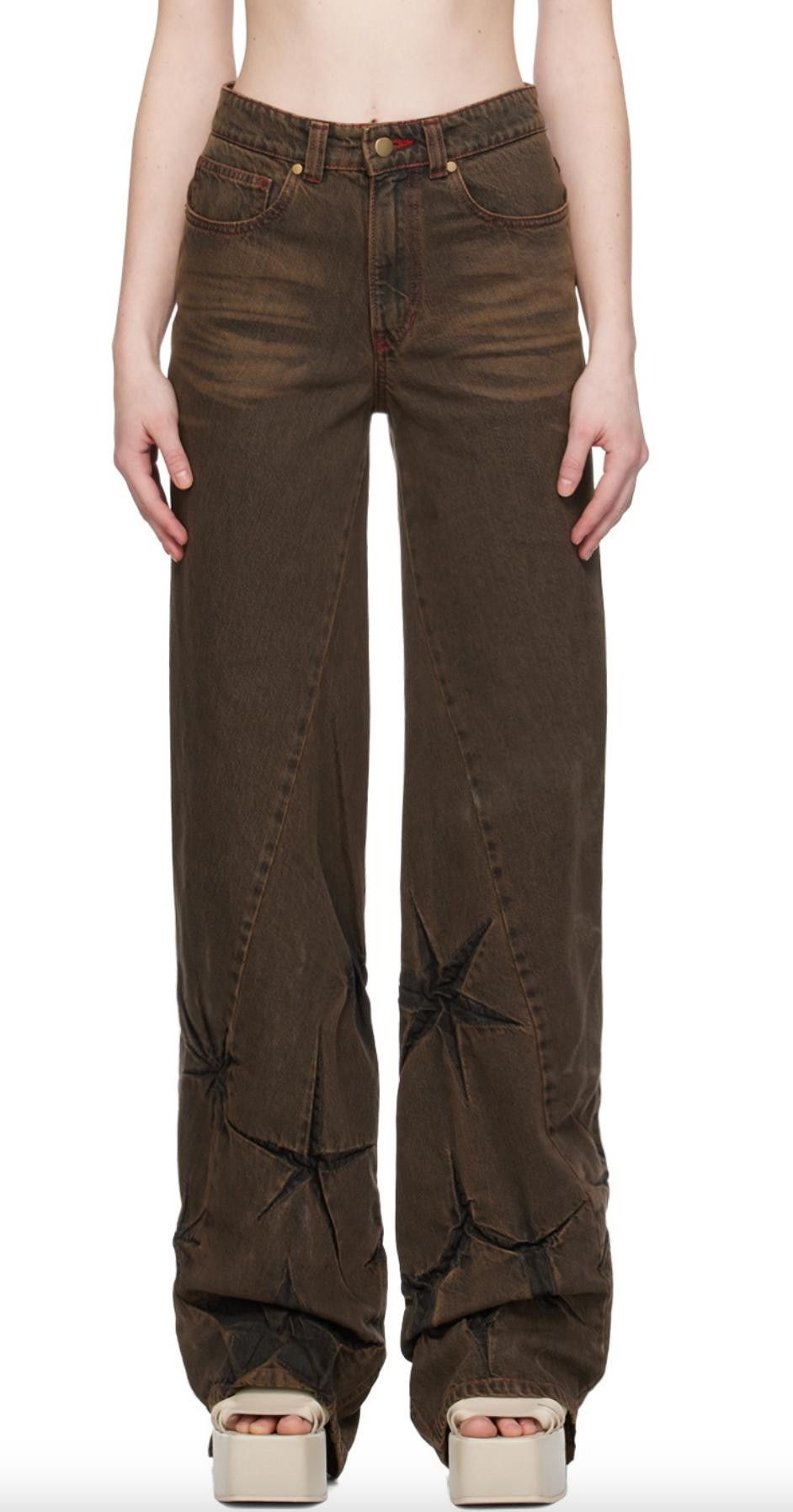 SSENSE Masha Popova RUNWAY Washed Brown Boyfriend Rust Jeans Size US 31 - 13 Thumbnail