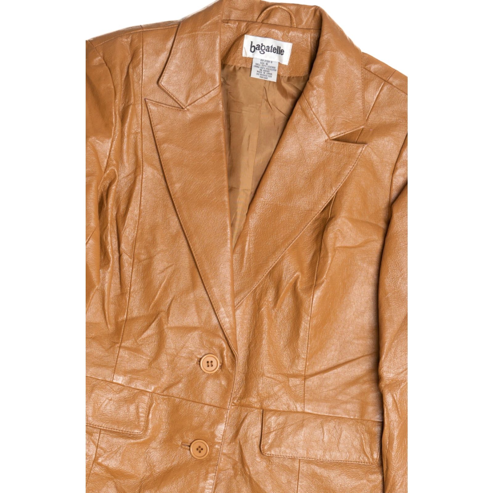 Vintage VINTAGE Bagatelle Leather Blazer Jacket Large Brown Leather Blazer Womens Mens 1990s Size 42R - 2 Thumbnail