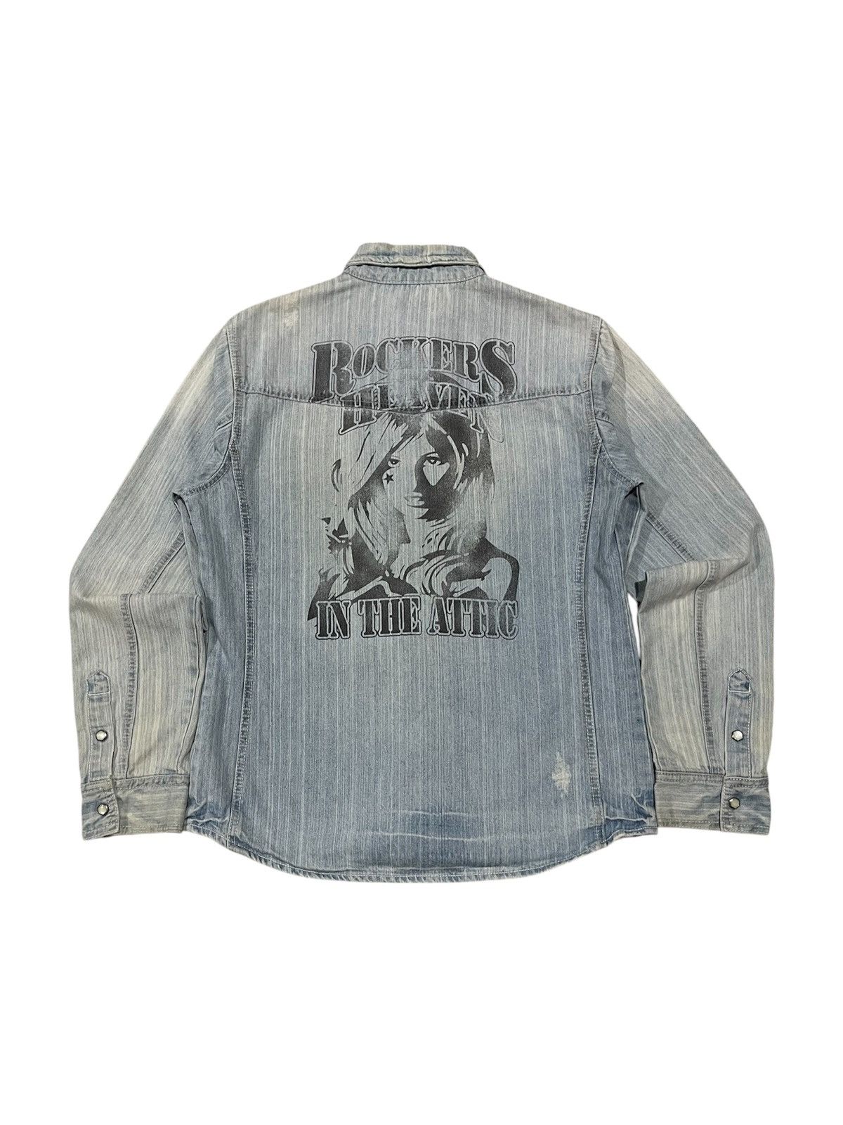 In The Attic 2000s IN THE ATTIC “ROCKERS HEAVEN” DENIM BUTTON UP Size US M / EU 48-50 / 2 - 1 Thumbnail