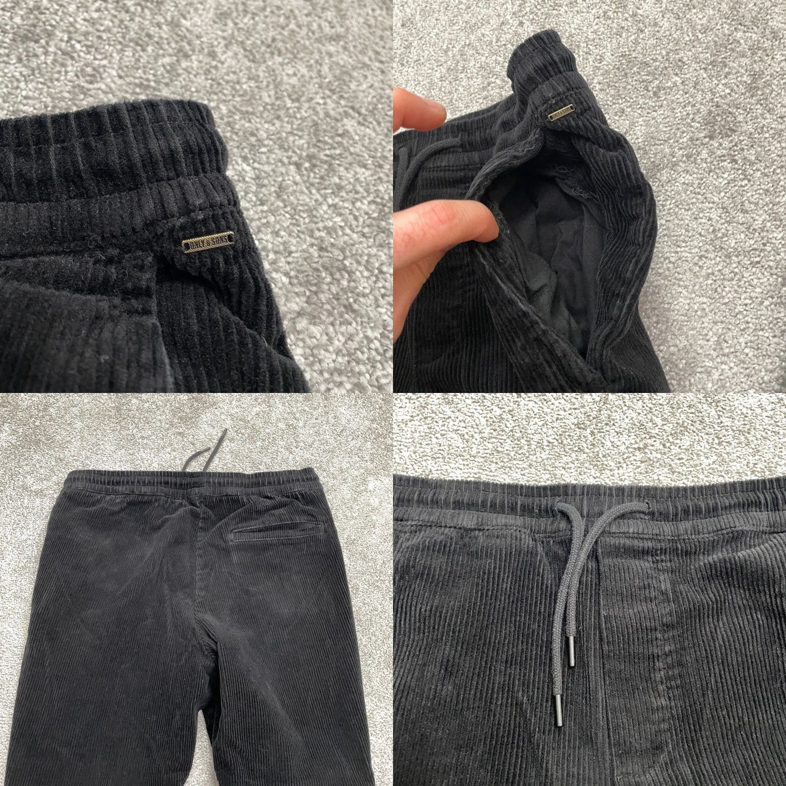 ONLY & SONS Only and Sons Corduroy Pants Mens 35x26 Black Straight Leg Organic Cotton Medium Size US 31 - 9 Thumbnail