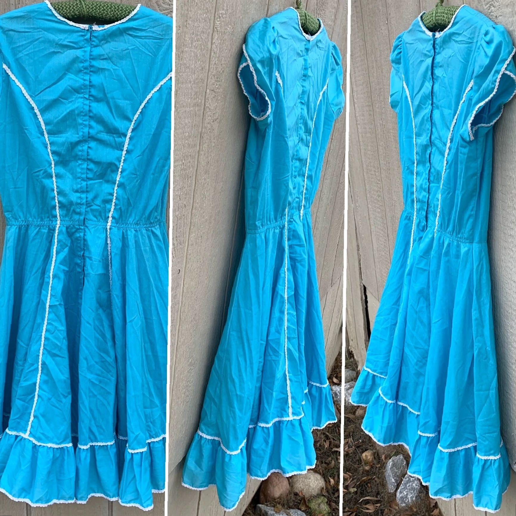 Vintage VINTAGE square dancing dress metal zipper blue white country cowgirl western Size 4XL / US 24-26 - 5 Thumbnail