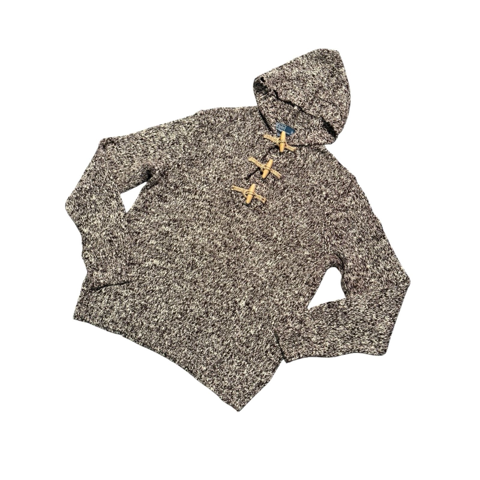 Polo Ralph Lauren VINTAGE Polo Ralph Lauren Toggle Knit Sweater Mens Brown Hooded Chunky Size XL Size US XL / EU 56 / 4 - 5 Thumbnail