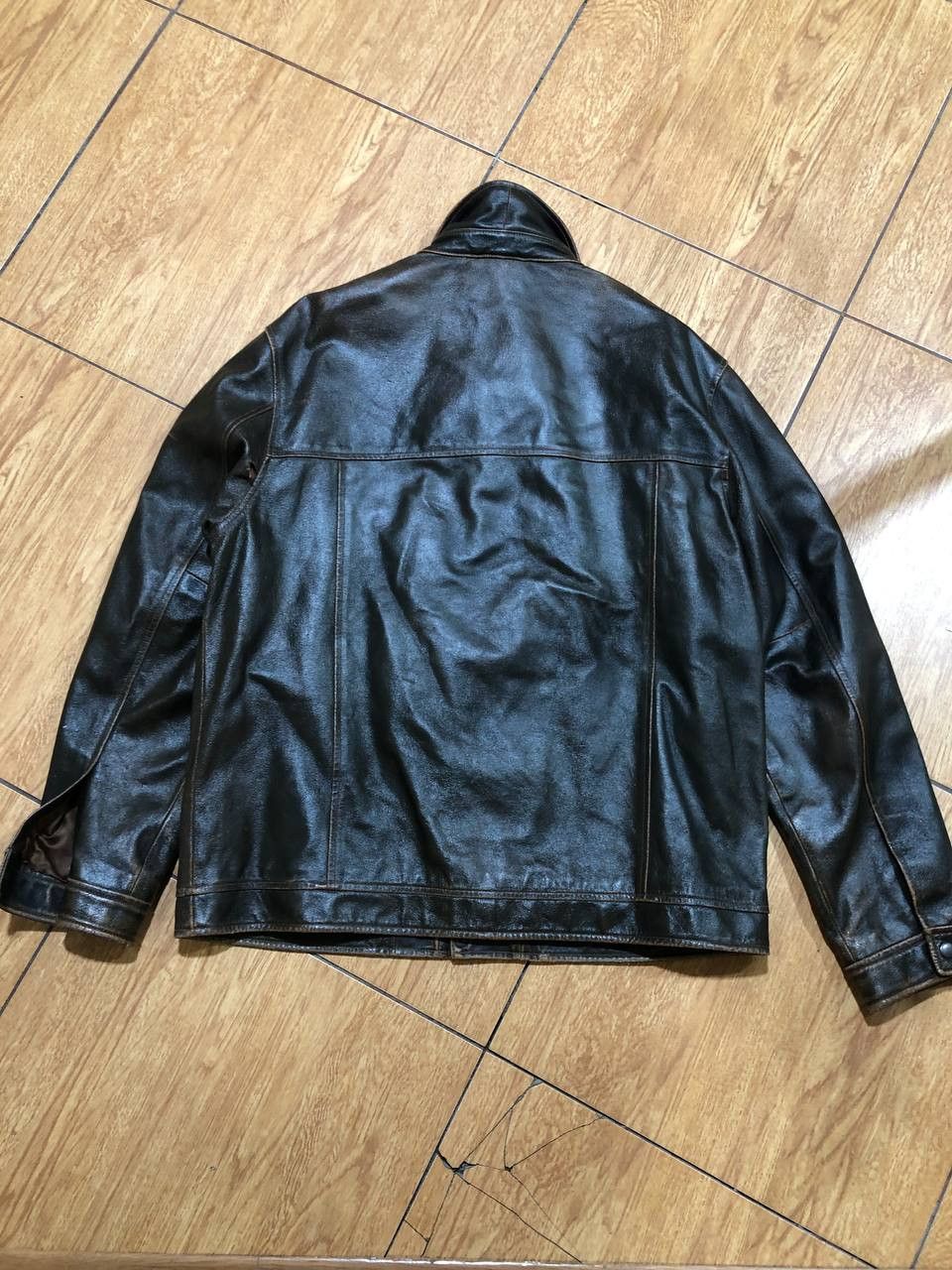 Gap Gap Vintage Leather Jacket Brown Zip Oversized Size US L / EU 52-54 / 3 - 18 Thumbnail
