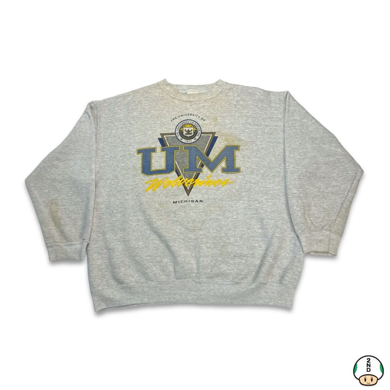 NCAA × Vintage VTG University Michigan Wolverines Sweatshirt 90s Pullover Size US XXL / EU 58 / 5 - 1 Thumbnail