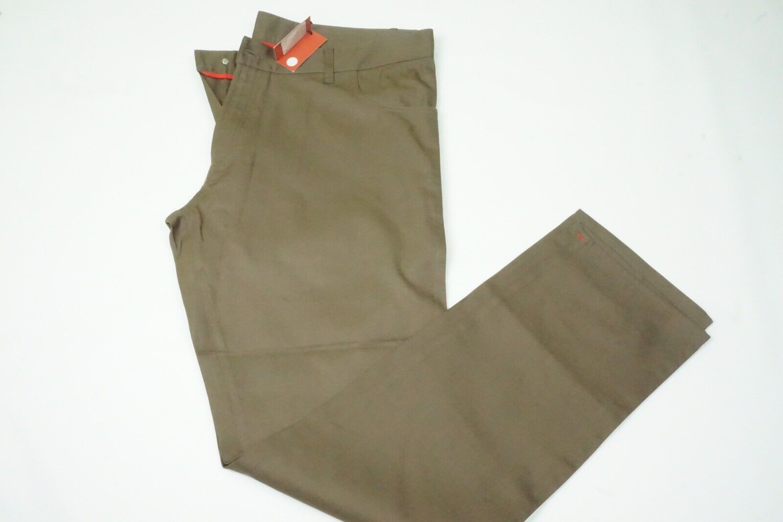 image of Isaia Lc Seva Olive Green 100% Cotton Casual Mens Chino Pant (Size 40)