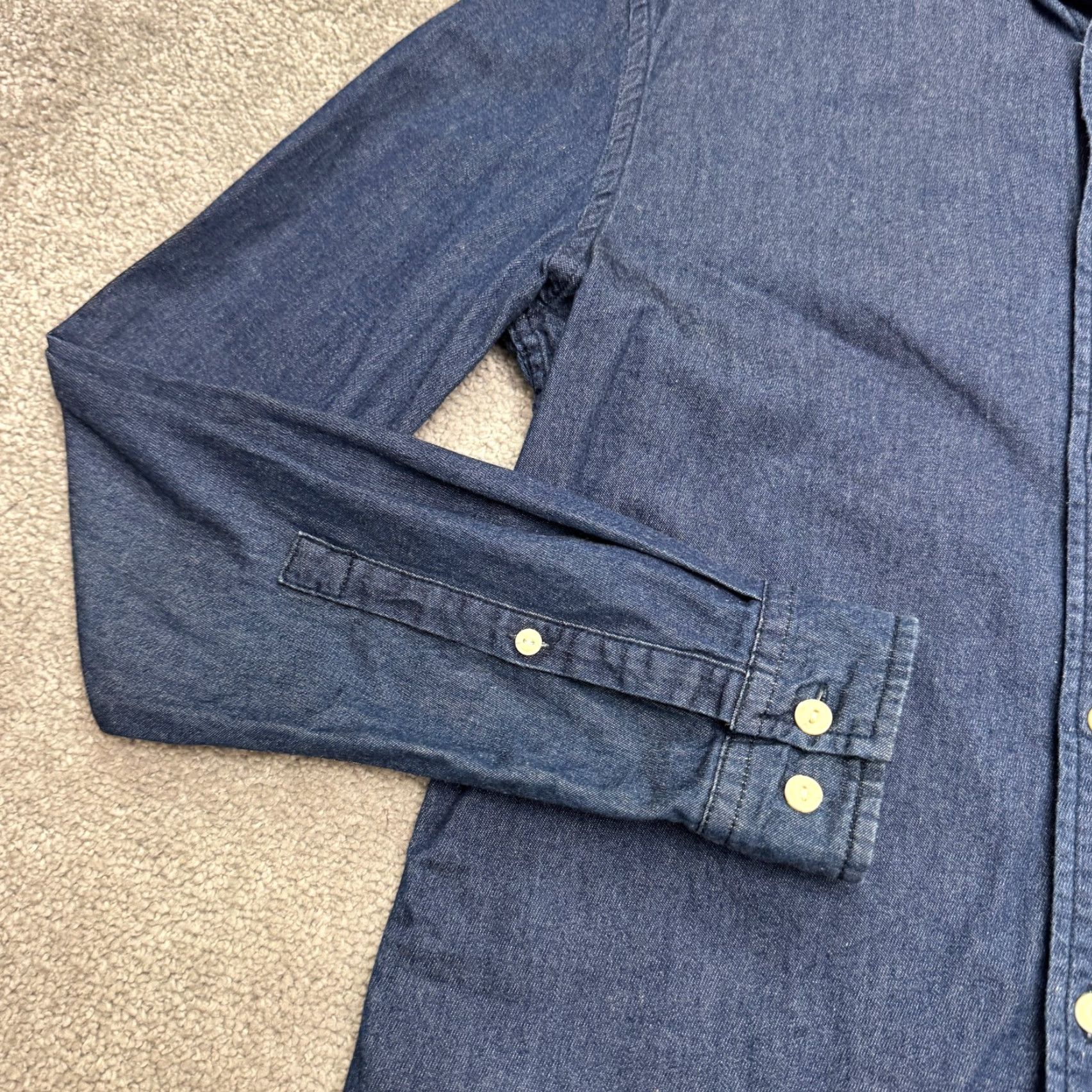 Asos ASOS Denim Button-Down Shirt Mens Small Blue Long Sleeve Cotton Casual Shirt Size US S / EU 44-46 / 1 - 5 Thumbnail