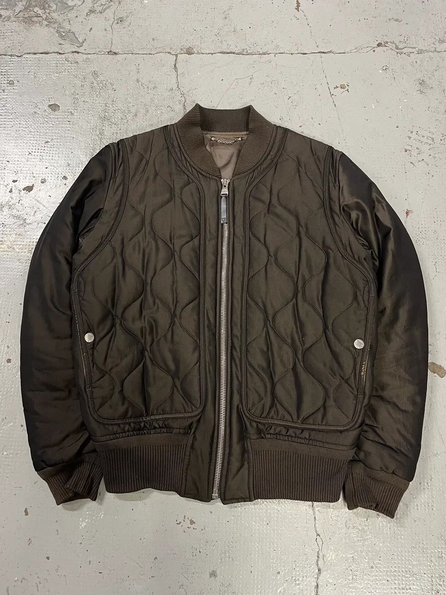 Louis Vuitton Louis Vuitton Taupe Silk Quilted Bomber Jacket by Kim Jones Size US S / EU 44-46 / 1 - 1 Thumbnail