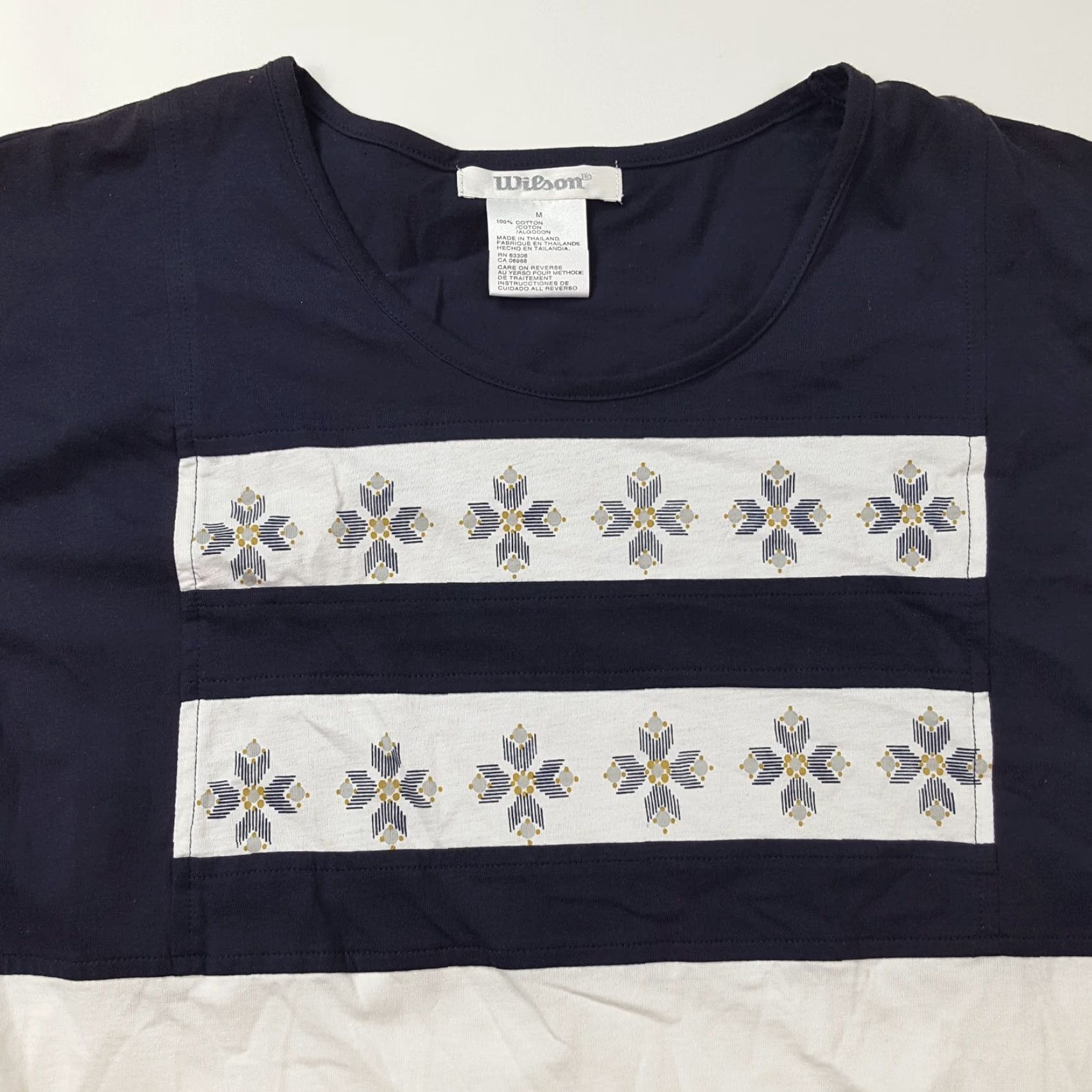 Wilson VINTAGE Wilson Womens T-Shirt Short Sleeve Geometric Flower 90s Floral Tennis Top Blue M Size M / US 6-8 / IT 42-44 - 2 Thumbnail