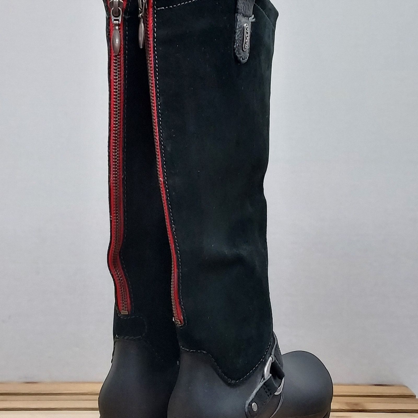 Crocs CROCS Womens | Black | Equestrian Suede Tall Boots Size 6 Size US 6 / IT 36 - 3 Thumbnail
