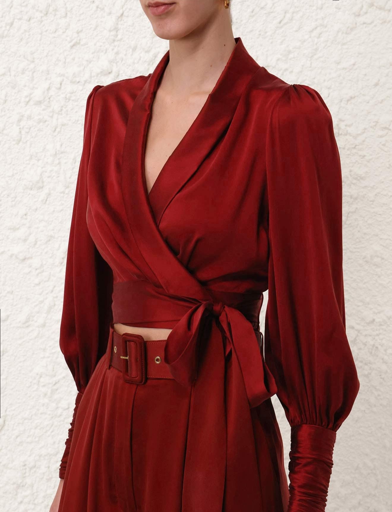 Zimmermann oc11z0825 Silk Wrap Top in Burgundy Size S / US 4 / IT 40 - 5 Thumbnail