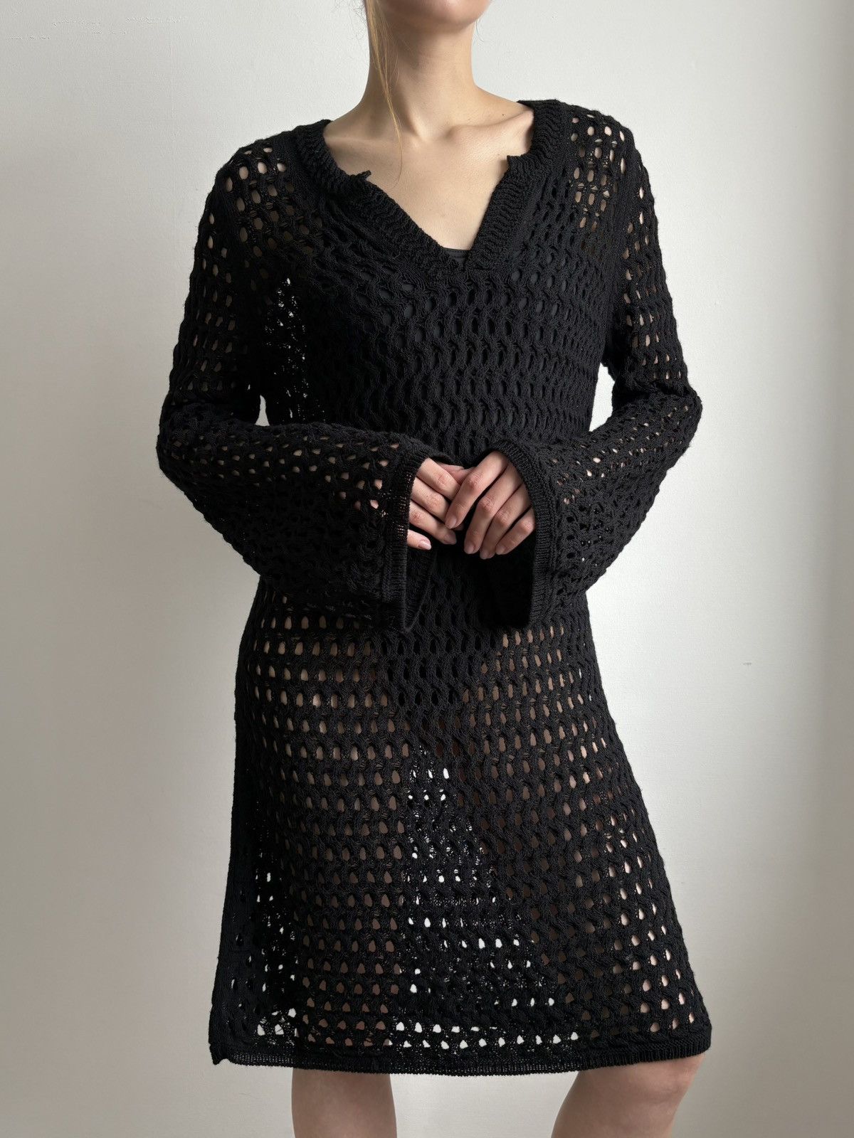 DOROTHEE SCHUMACHER Dorothee Schumacher Modern Pointelle Mini Dress Wool Crochet Size L / US 10 / IT 46 - 4 Thumbnail