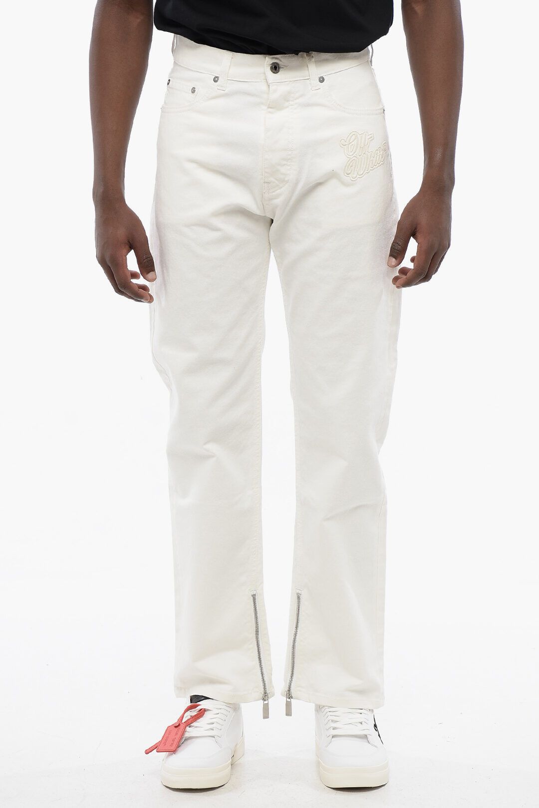 Off-White og1mm0525 Stretch Denim Jeans in White Size US 33 - 1 Thumbnail