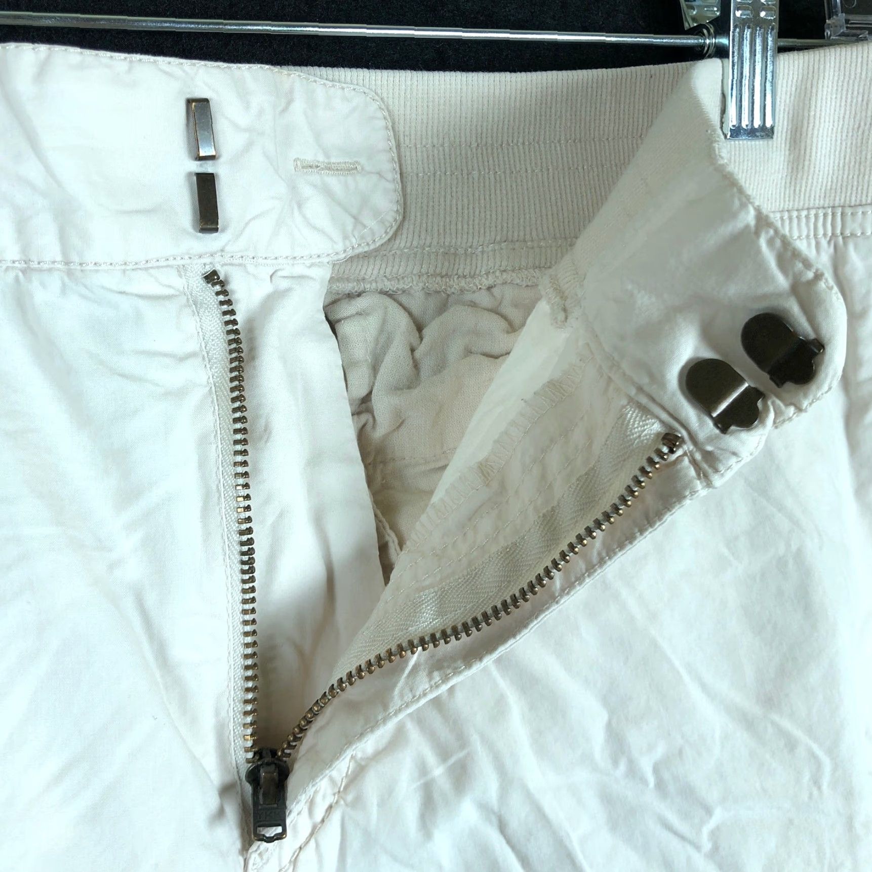 Ann Taylor VINTAGE Ann Taylor LOFT Womens Pants Tan High Rise Drawstring Capri 100% Cotton 14 Size 36" / US 14 / IT 50 - 4 Thumbnail