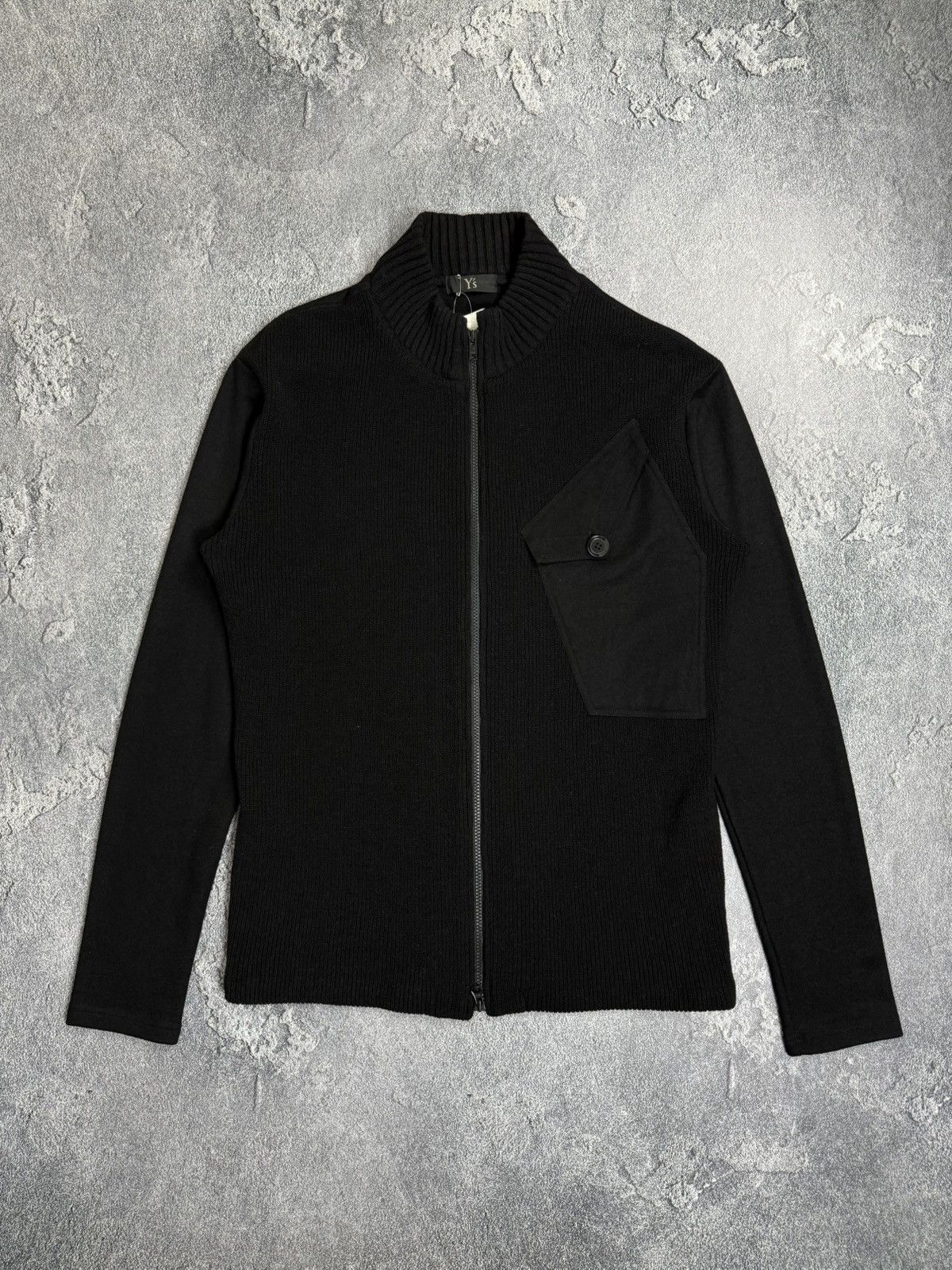 Yohji Yamamoto Y’s Yohji Yamamoto Wool Ribbed Zip Knit Pocket Sweater Size US XL / EU 56 / 4 - 1 Thumbnail