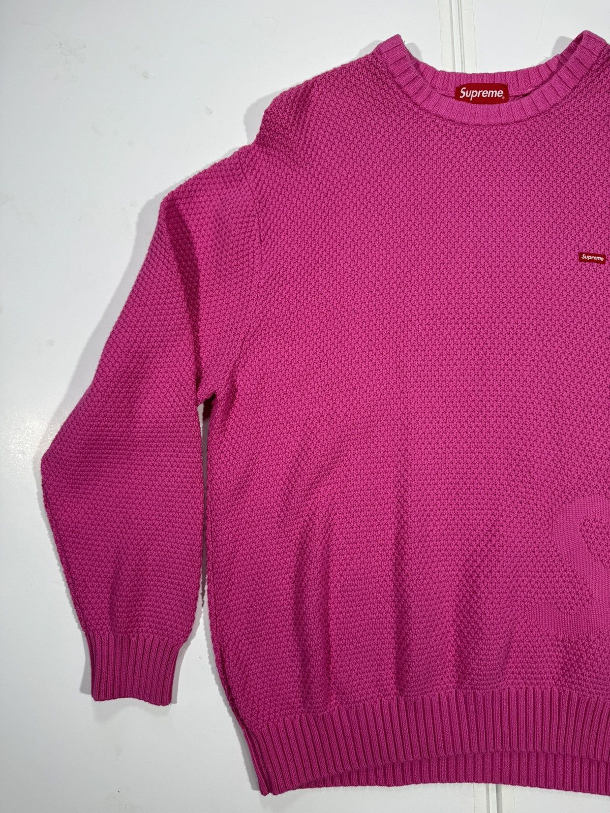 Supreme Supreme Textured Small Box Logo Sweater PINK Sz XL Size US XL / EU 56 / 4 - 2 Thumbnail