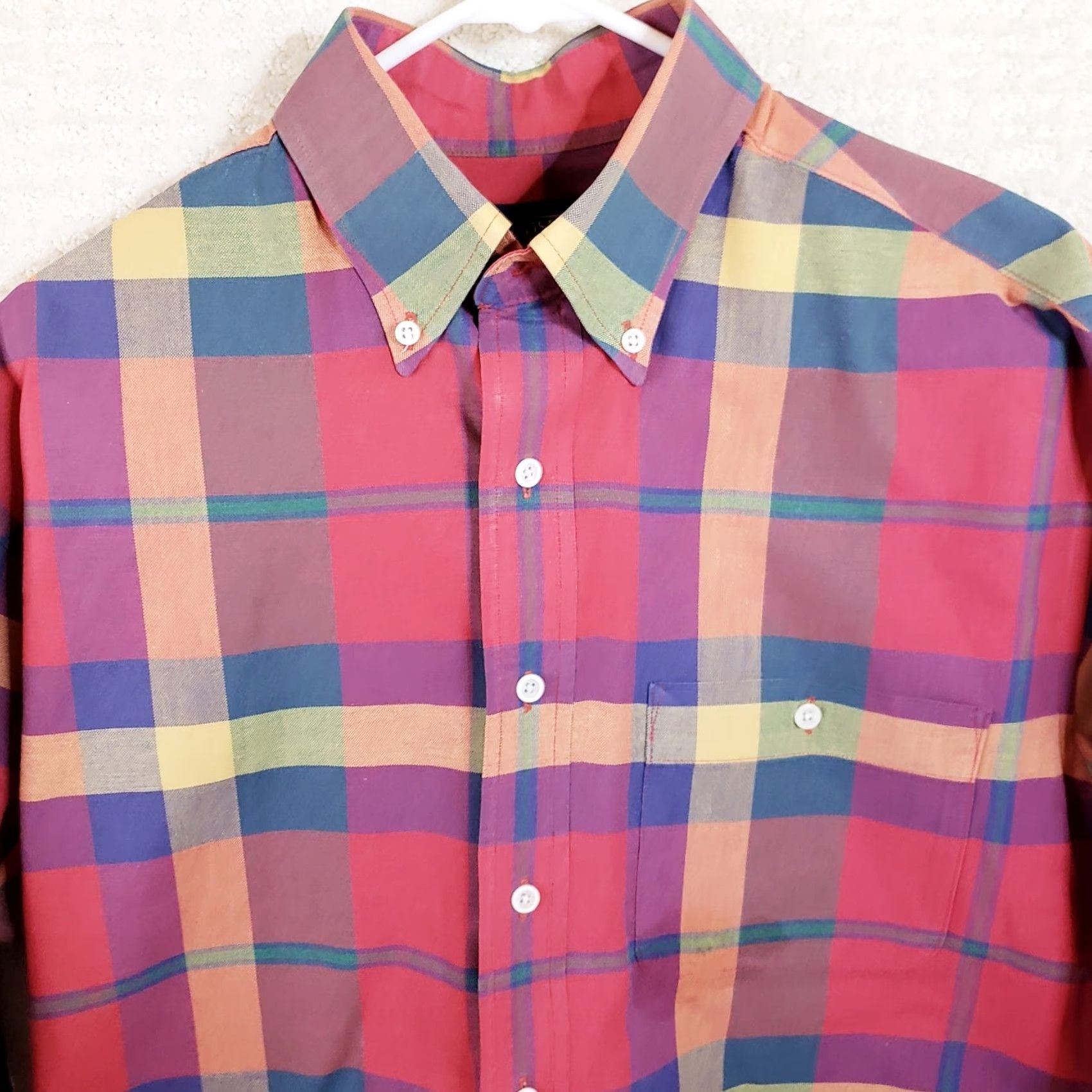 Lands' End Lands' End Men's M Bright Multicolor Plaid Button Down Long Sleeve Cotton Shirt Size US M / EU 48-50 / 2 - 3 Thumbnail