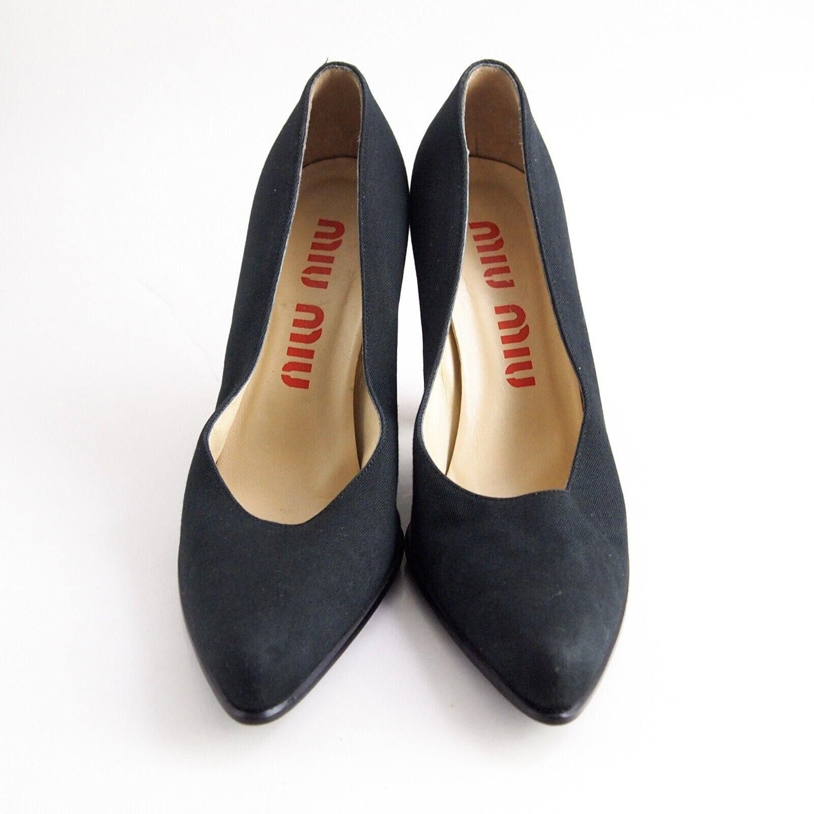 Miu Miu Miu Miu Heels Pumps Black Denim Size US 8 EU 38 Size US 8 / IT 38 - 3 Thumbnail